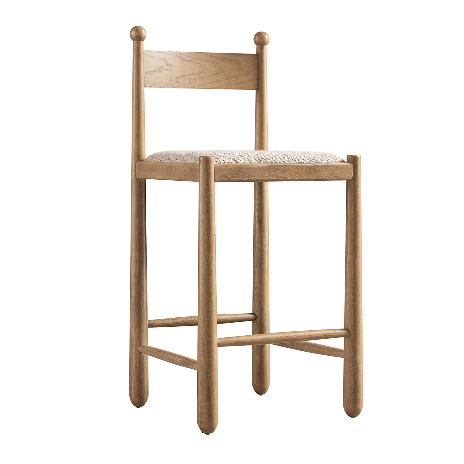 Tama Counter Stool, Light Taupe Boucle | Natural Oak Frame - Image 9