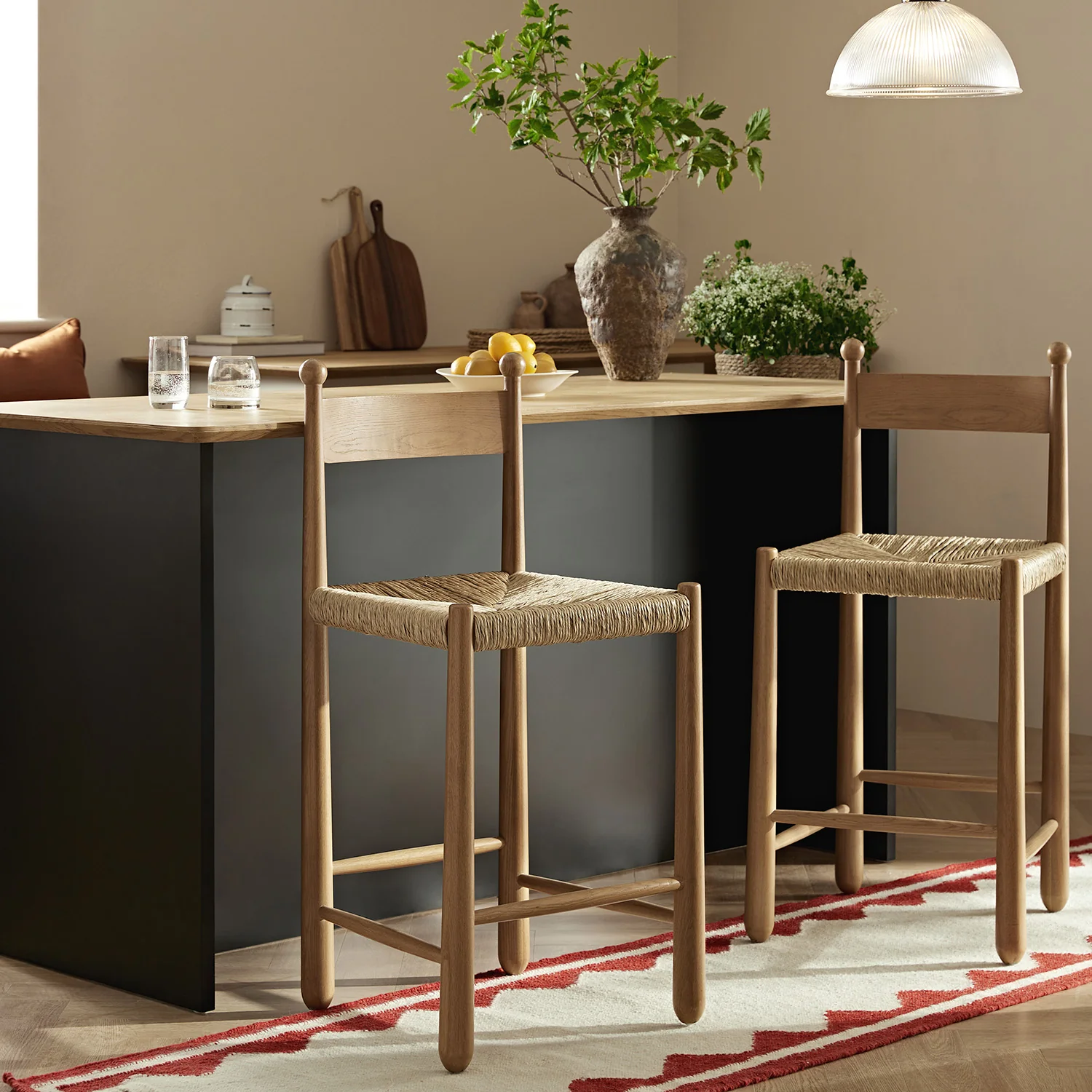 Tama Counter Stool, Woven Seagrass | Natural Oak Frame - Image 2