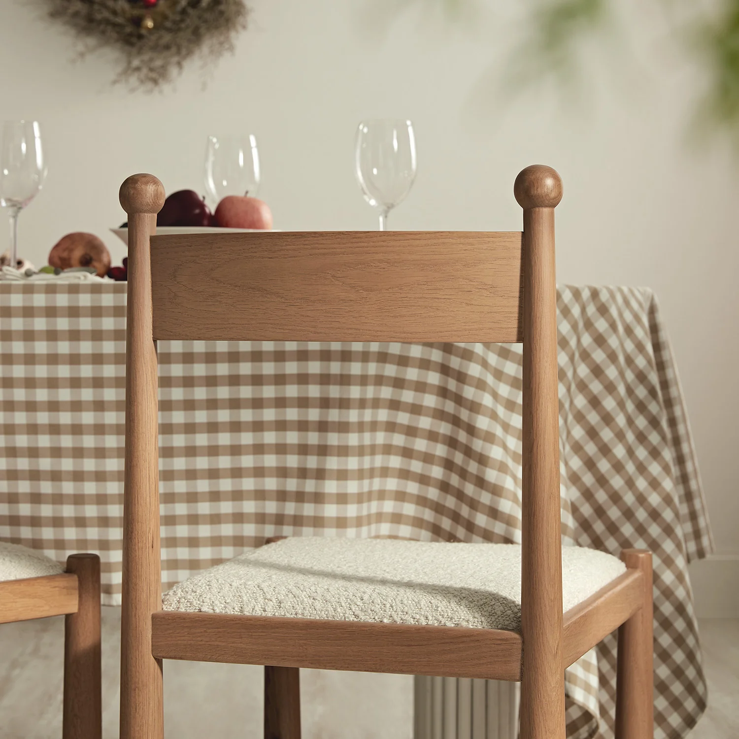 Tama Dining Chair, Ecru Boucle | Natural Oak Frame - Image 5