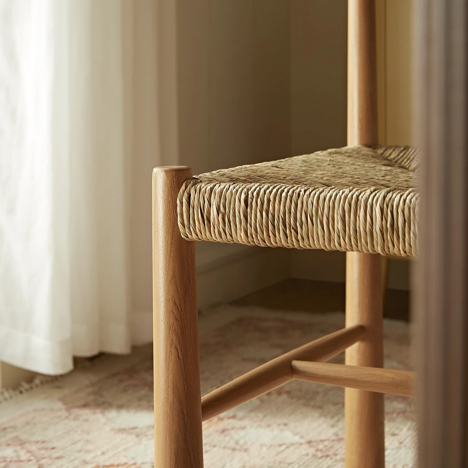 Tama Dining Chair, Woven Seagrass | Natural Solid Oak Frame - Image 6
