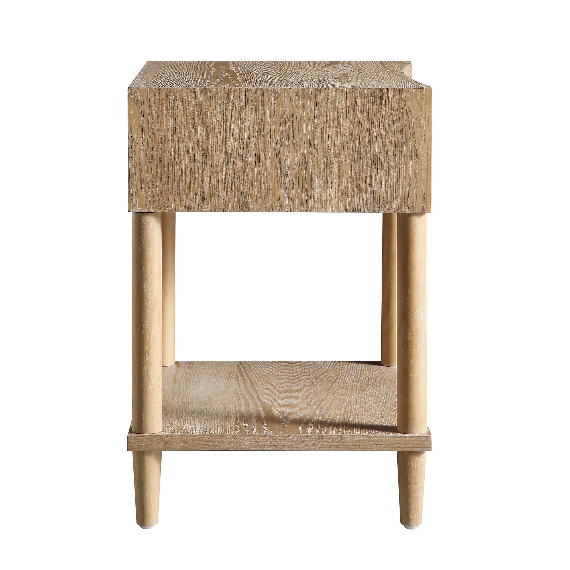 Thalia Concave 1 Drawer Bedside Table, Natural - Image 9