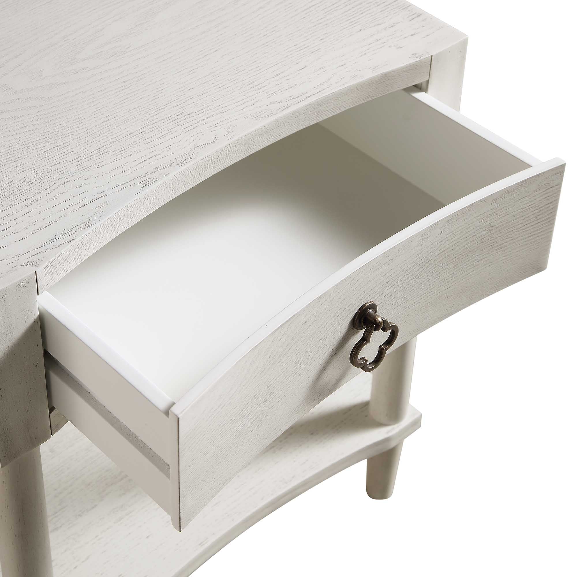 Thalia Concave 1 Drawer Bedside Table, Washed White - Image 11