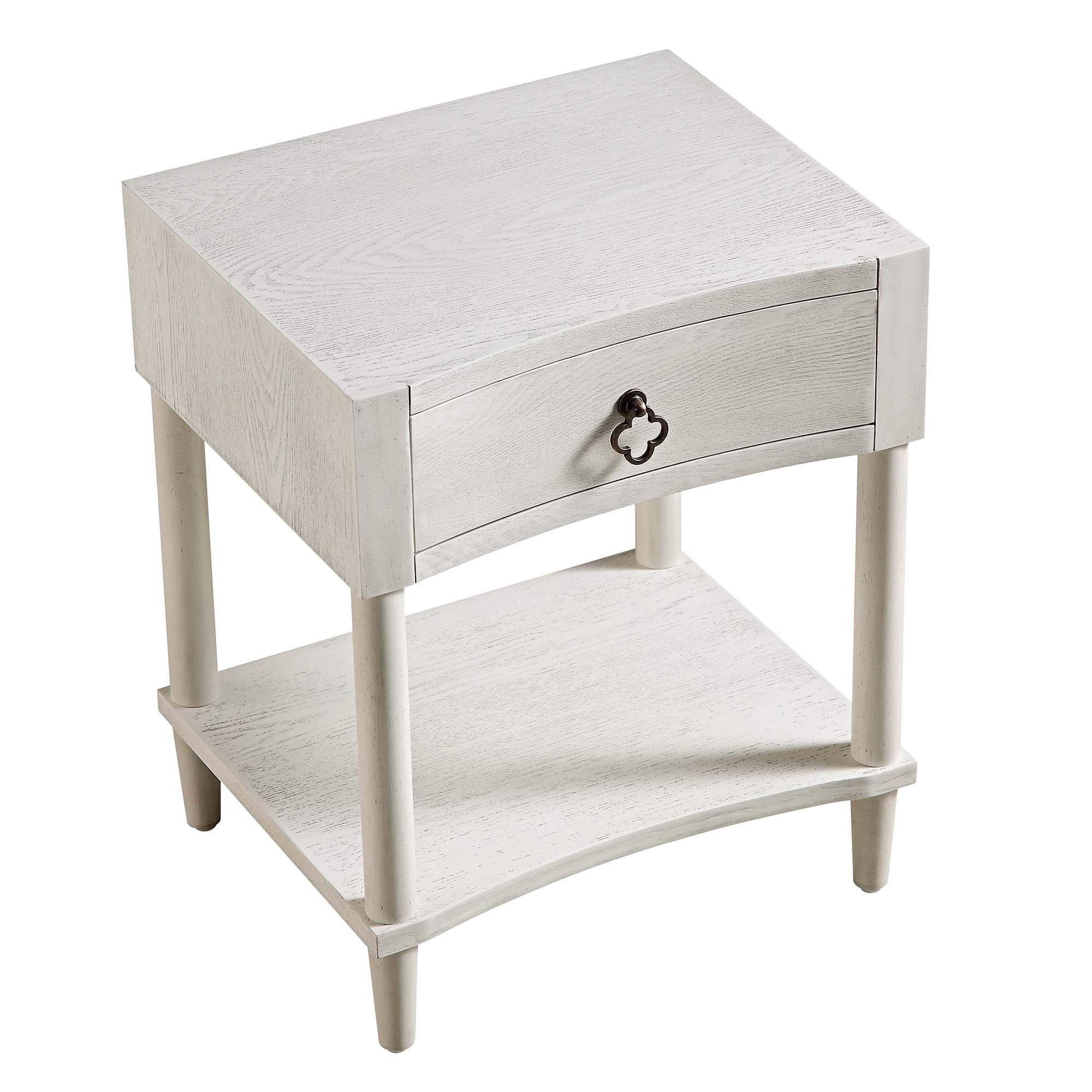 Thalia Concave 1 Drawer Bedside Table, Washed White - Image 8