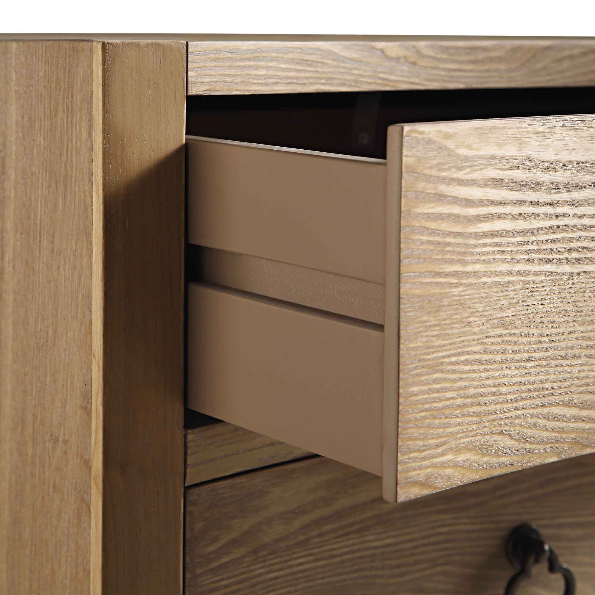 Thalia Concave 3 Drawer Bedside Table, Natural - Image 13