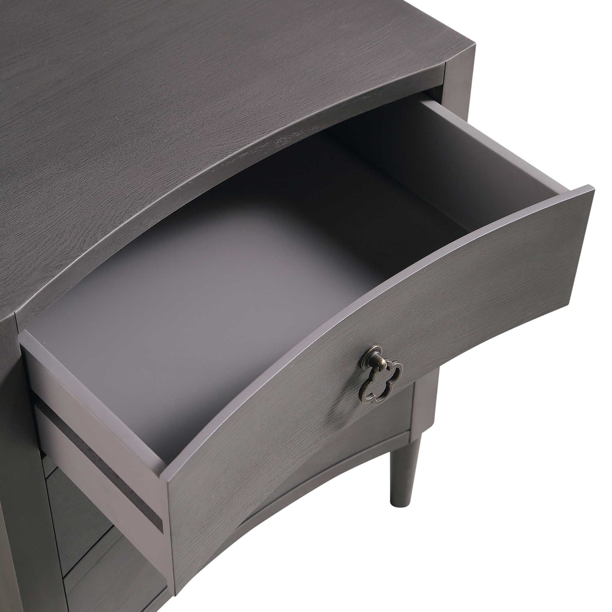 Thalia Concave 3 Drawer Bedside Table, Silver Oak - Image 11