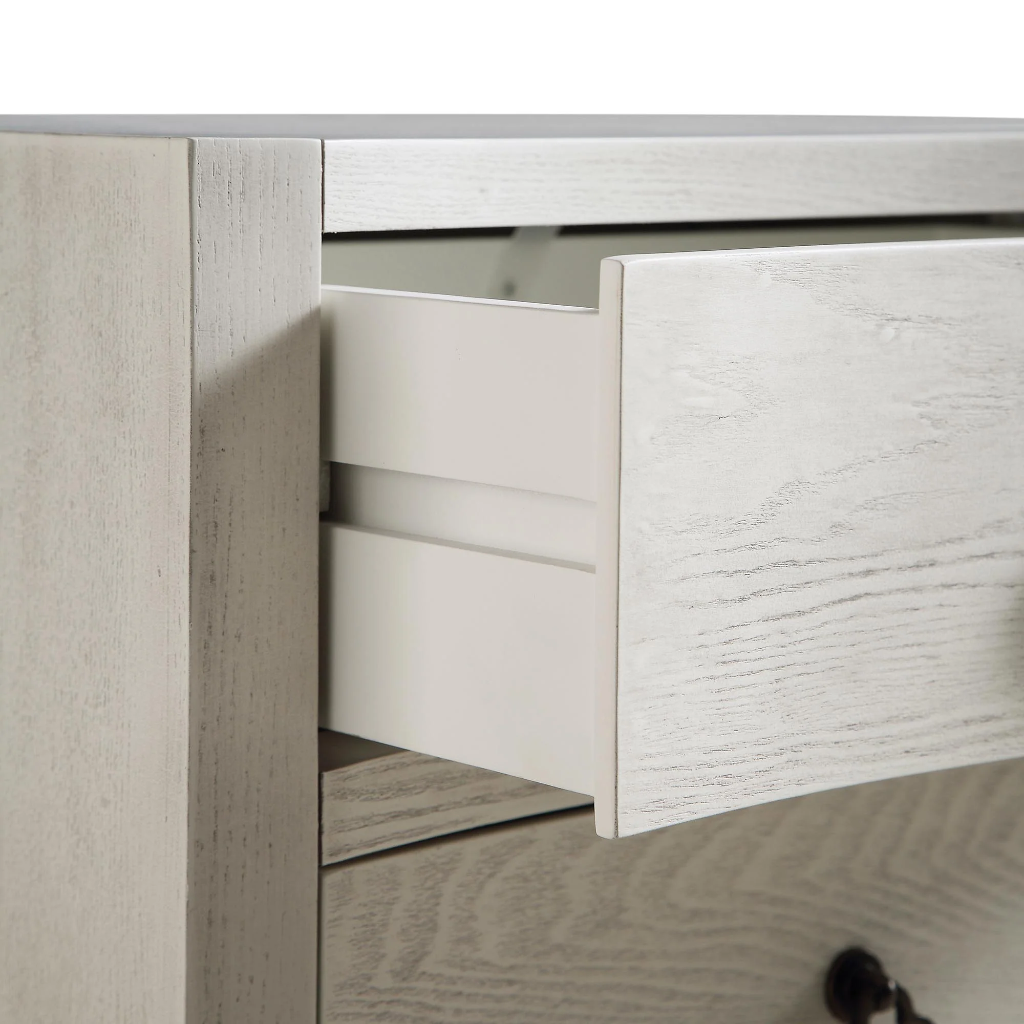 Thalia Concave 3 Drawer Bedside Table, Washed White - Image 12