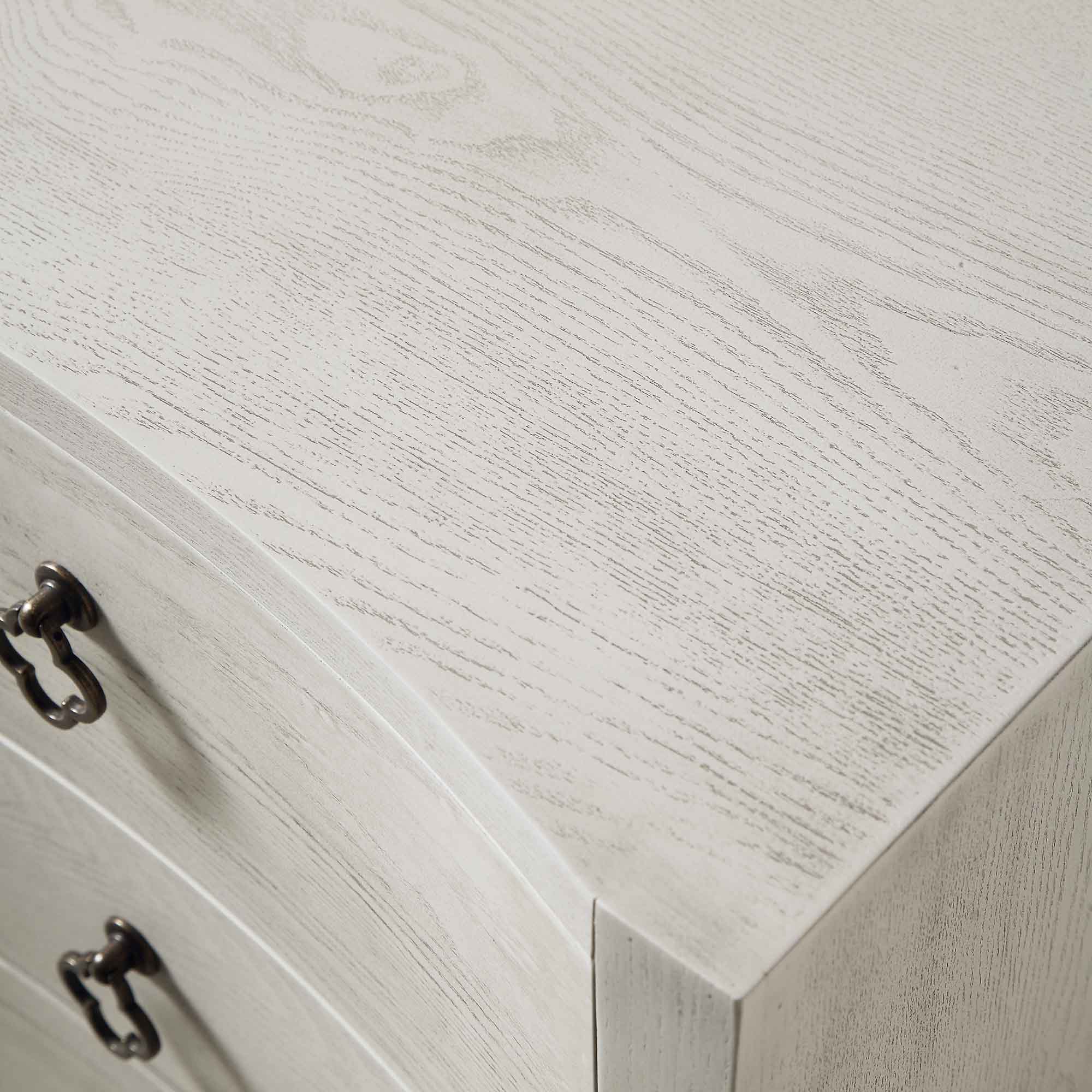 Thalia Concave 3 Drawer Bedside Table, Washed White - Image 14