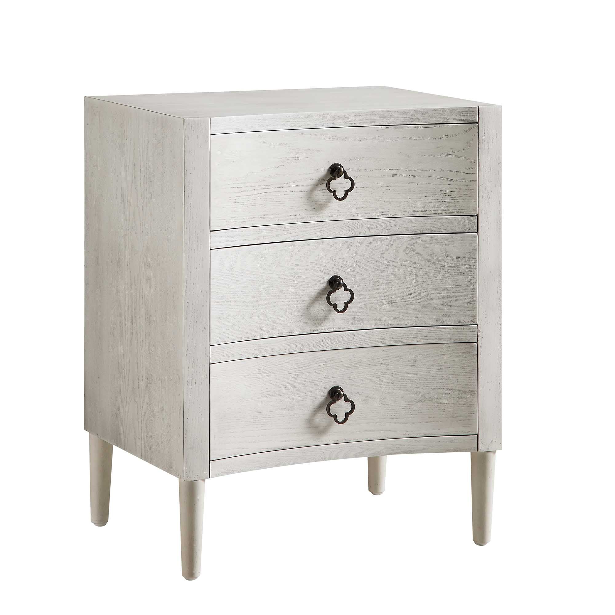 Thalia Concave 3 Drawer Bedside Table, Washed White - Image 5
