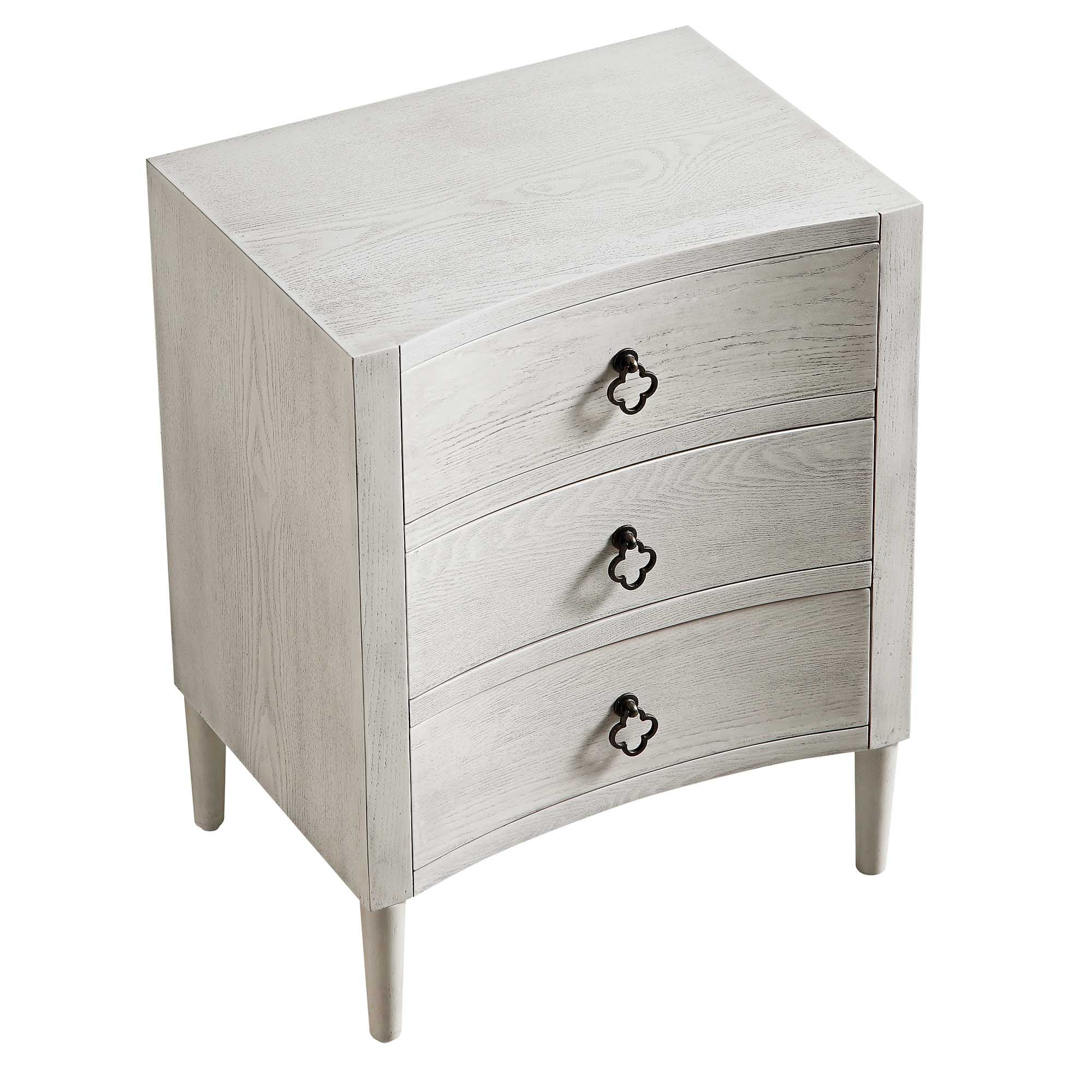 Thalia Concave 3 Drawer Bedside Table, Washed White - Image 8