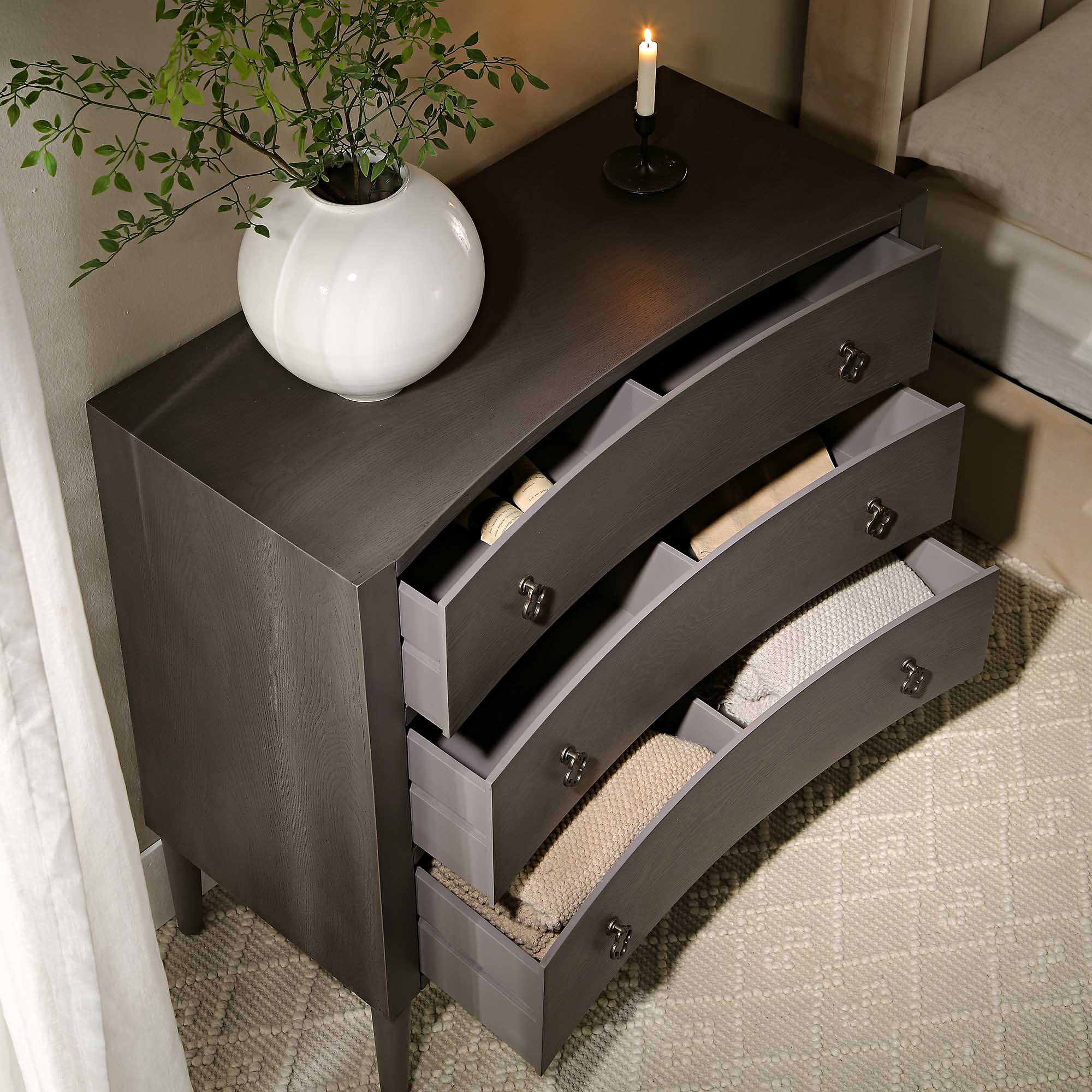 Thalia Concave Chest of Drawers, Silver Oak - Image 3