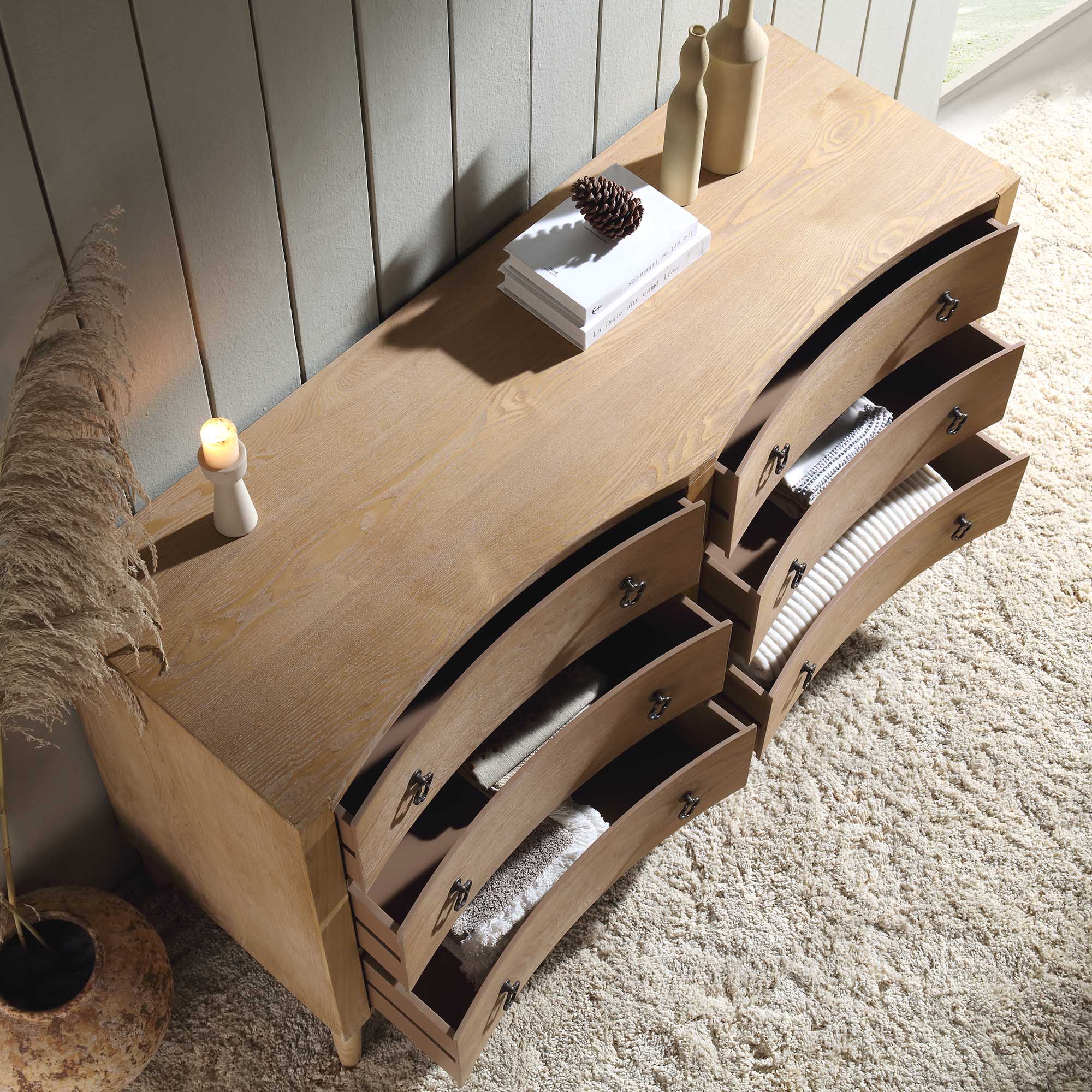 Thalia Concave Double Chest of Drawers, Natural - Image 3