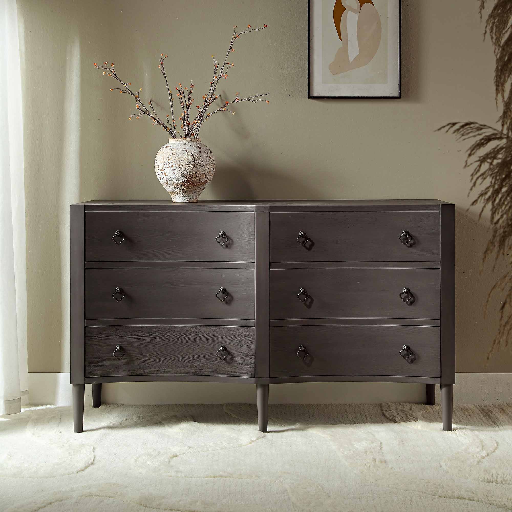 Thalia Concave Double Chest of Drawers, Silver Oak - Image 2