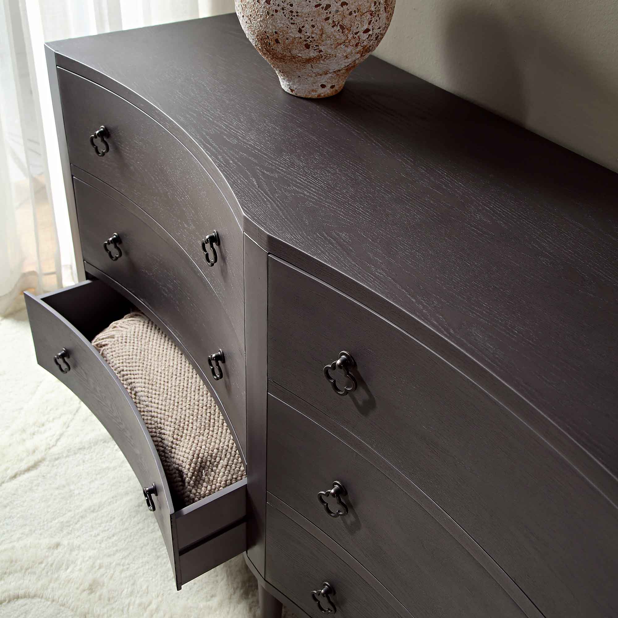 Thalia Concave Double Chest of Drawers, Silver Oak - Image 4