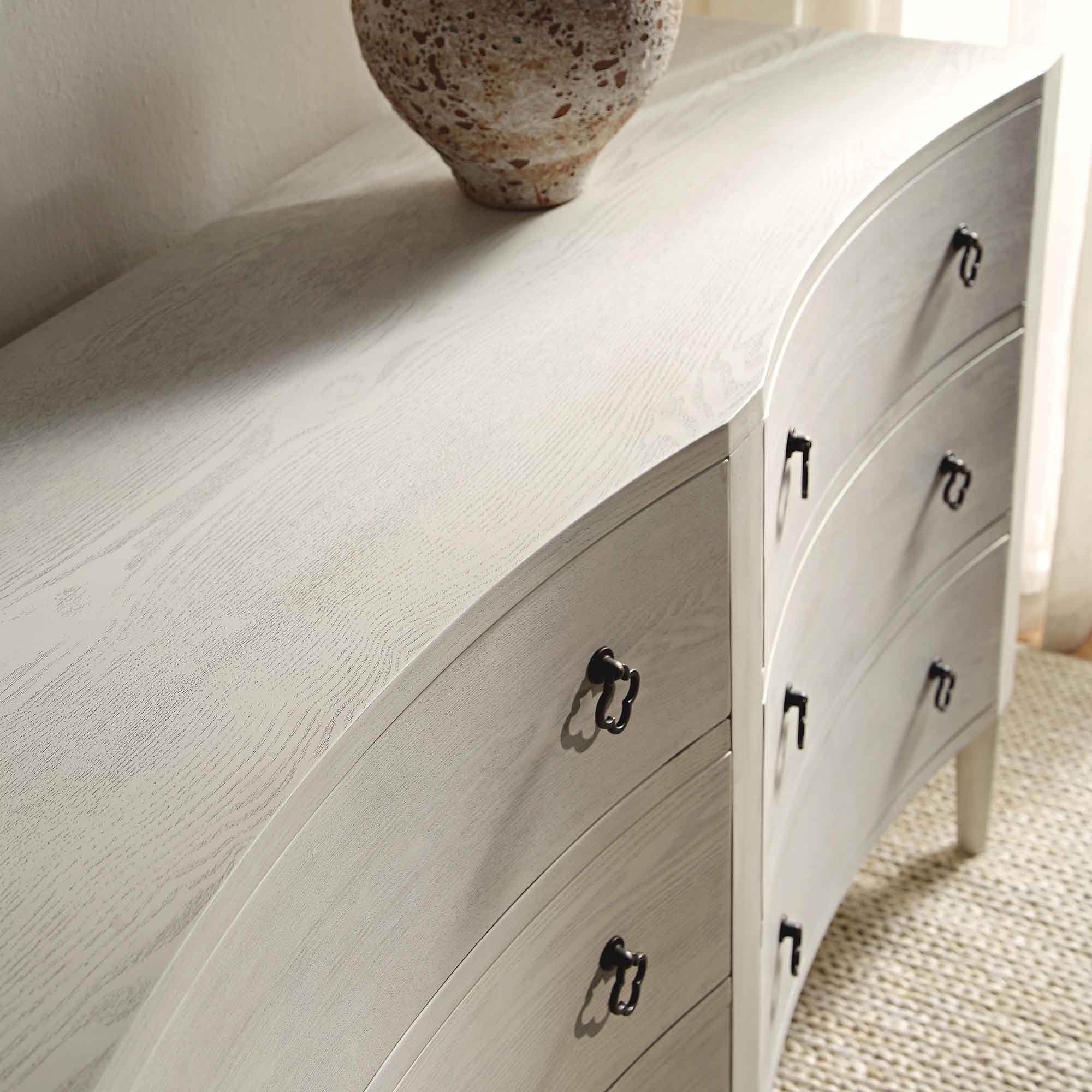 Thalia Concave Double Chest of Drawers, Washed White - Image 4