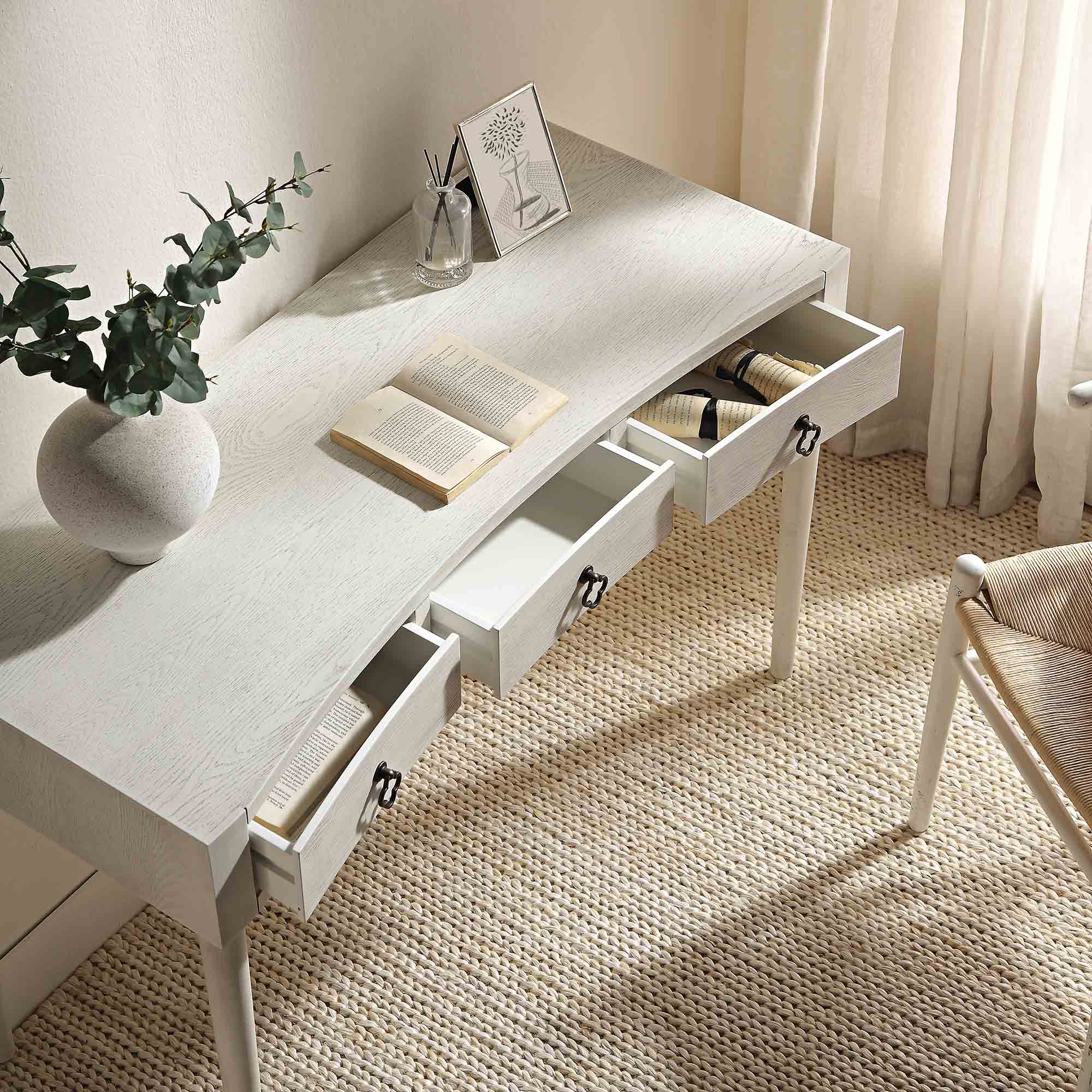 Thalia Concave Dressing Table, Washed White - Image 3