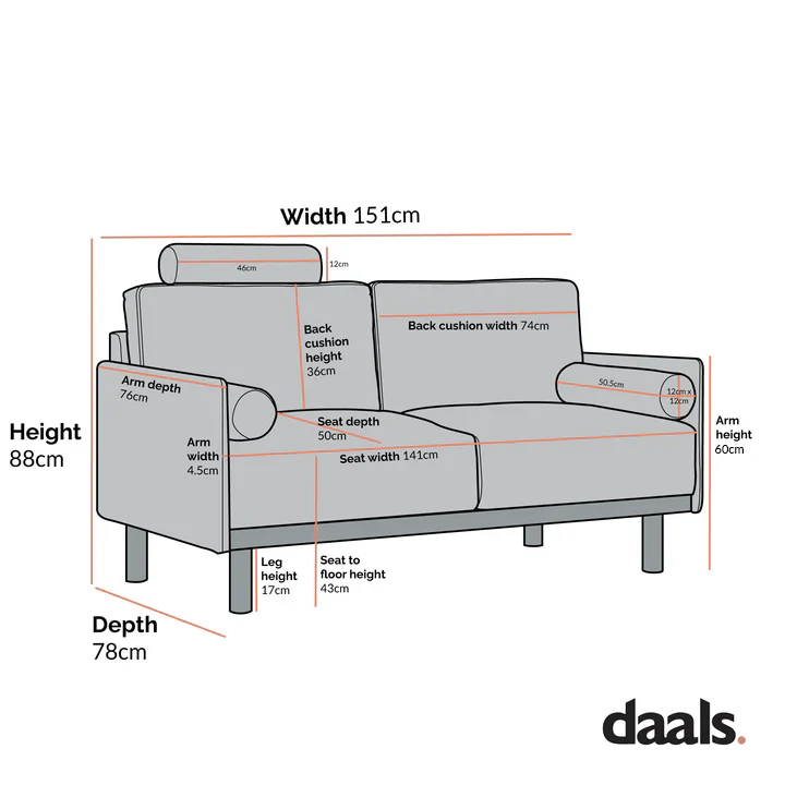 Timber Oatmeal Fabric Sofa, 2-Seater - Image 6