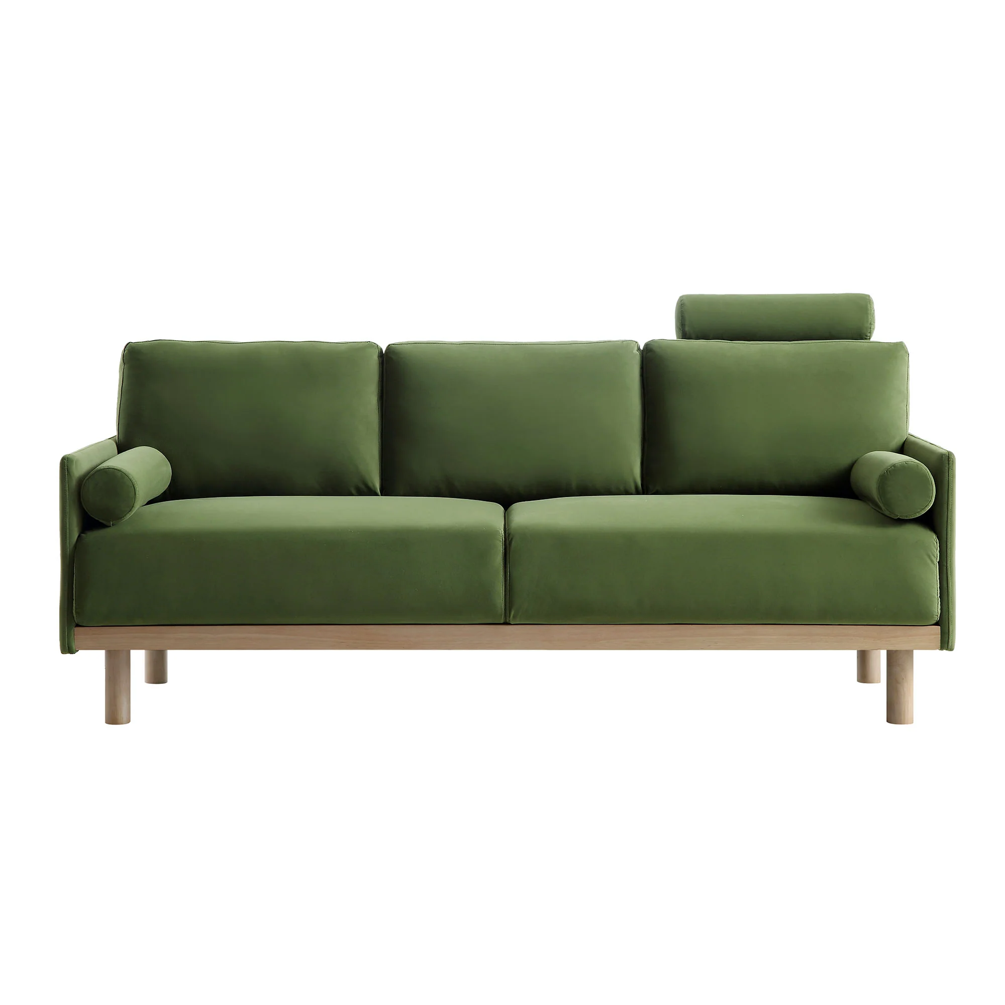 Timber Fern Green Velvet Sofa, 3-Seater - Image 4