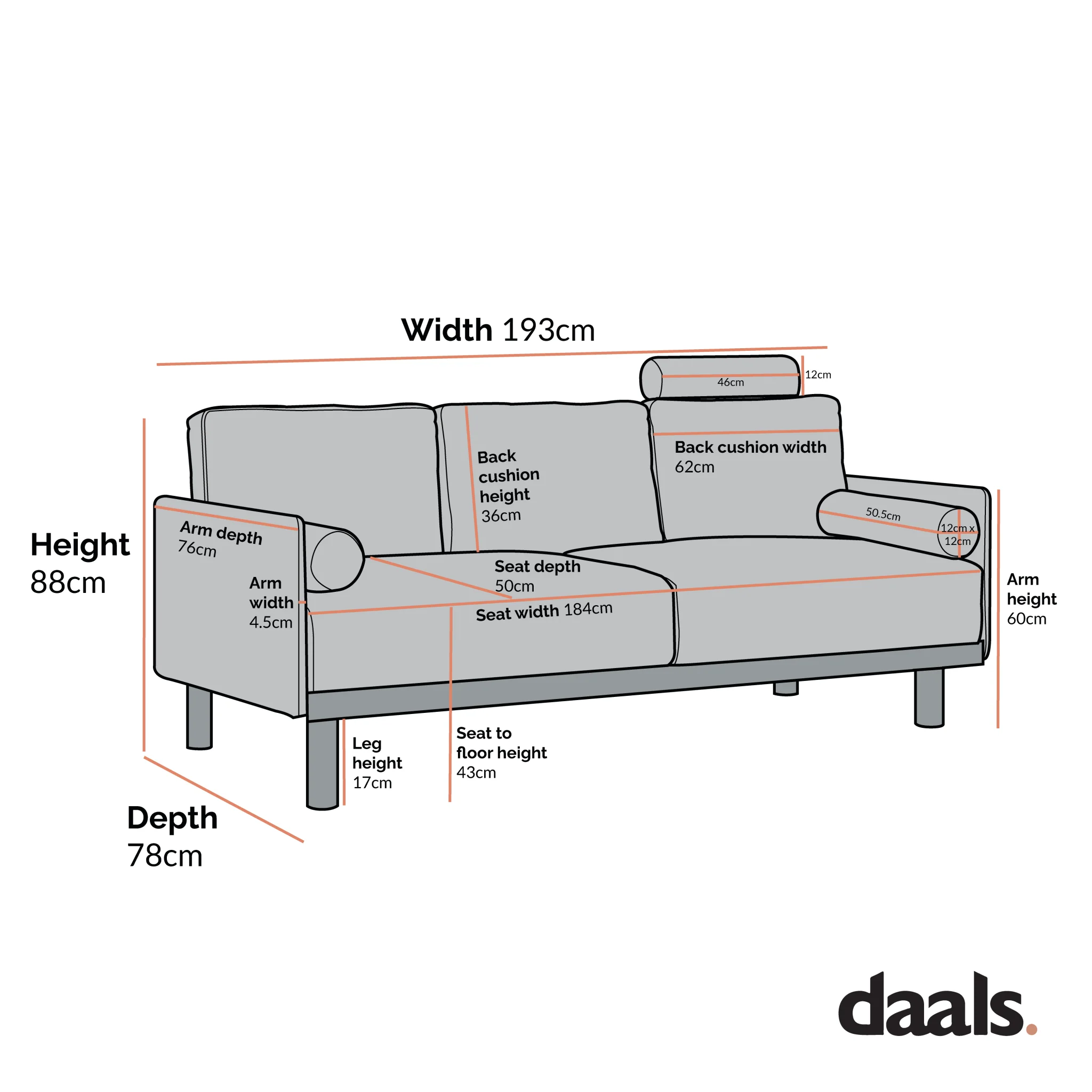 Timber Grey Marl Fabric Sofa, 3-Seater - Image 6