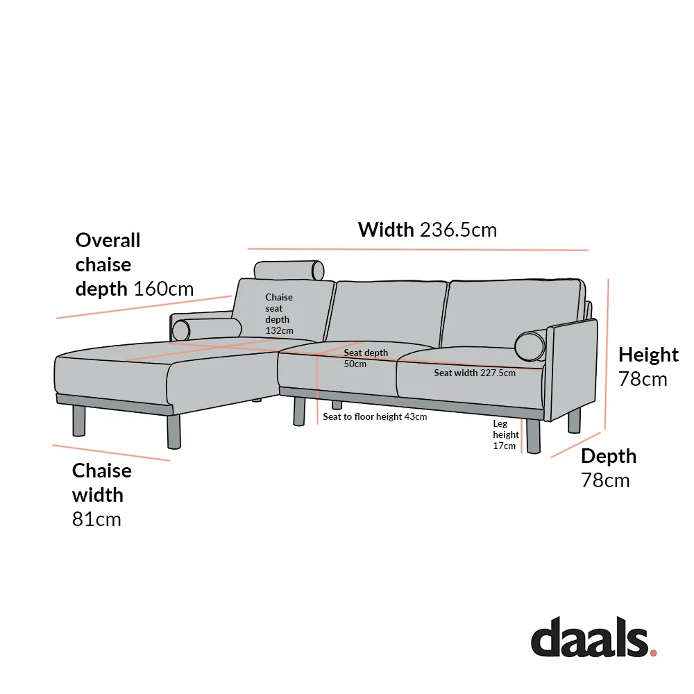 Timber Grey Marl Fabric Sofa, Large 3-Seater Chaise Sofa Left Hand Facing - Image 7
