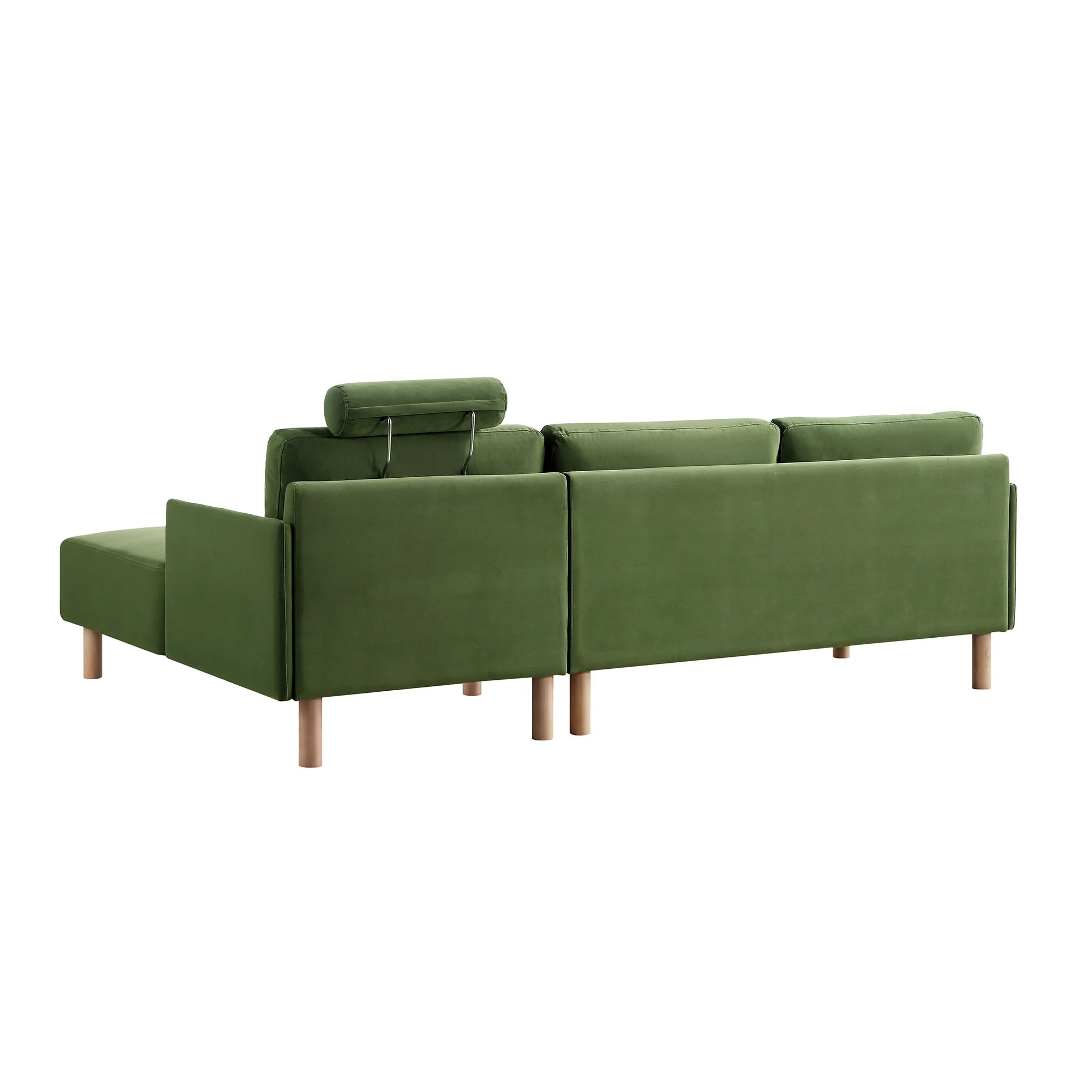 Timber Fern Green Velvet Sofa, Large 3-Seater Chaise Sofa Right Hand Facing - Image 11