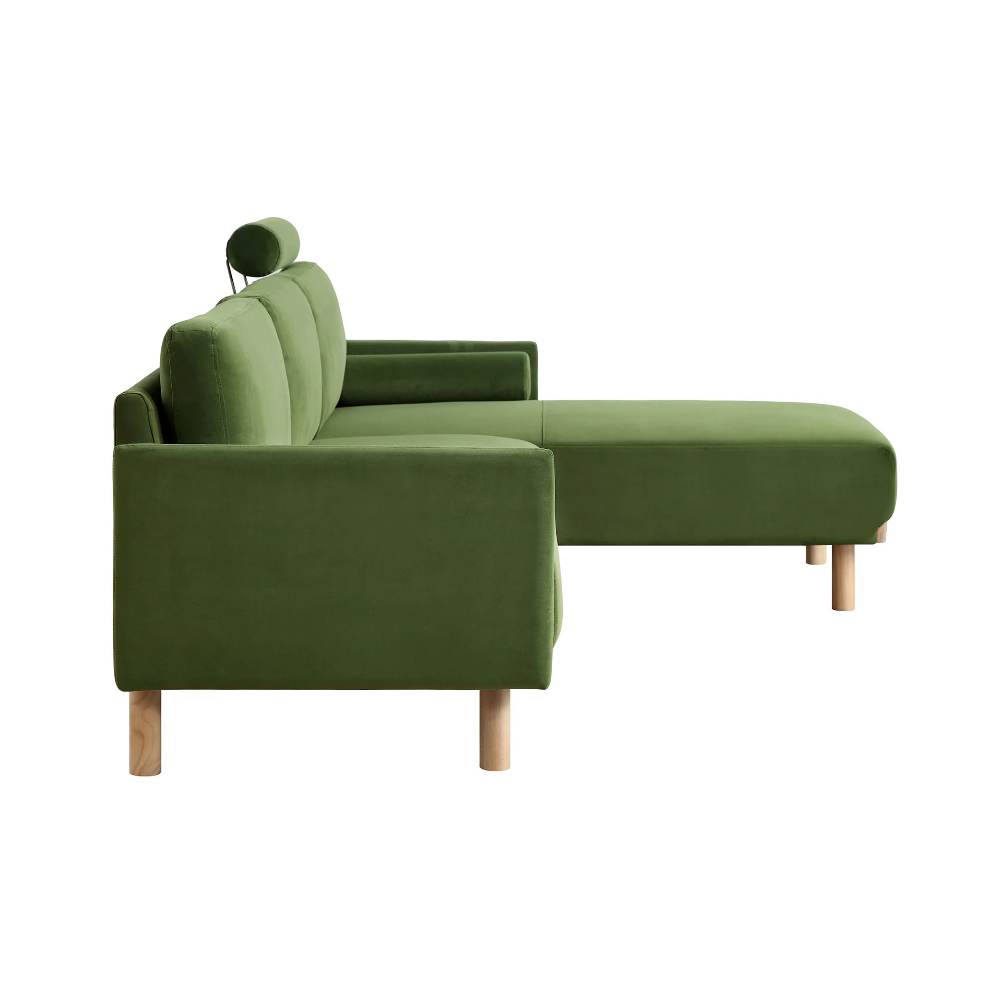 Timber Fern Green Velvet Sofa, Large 3-Seater Chaise Sofa Right Hand Facing - Image 9