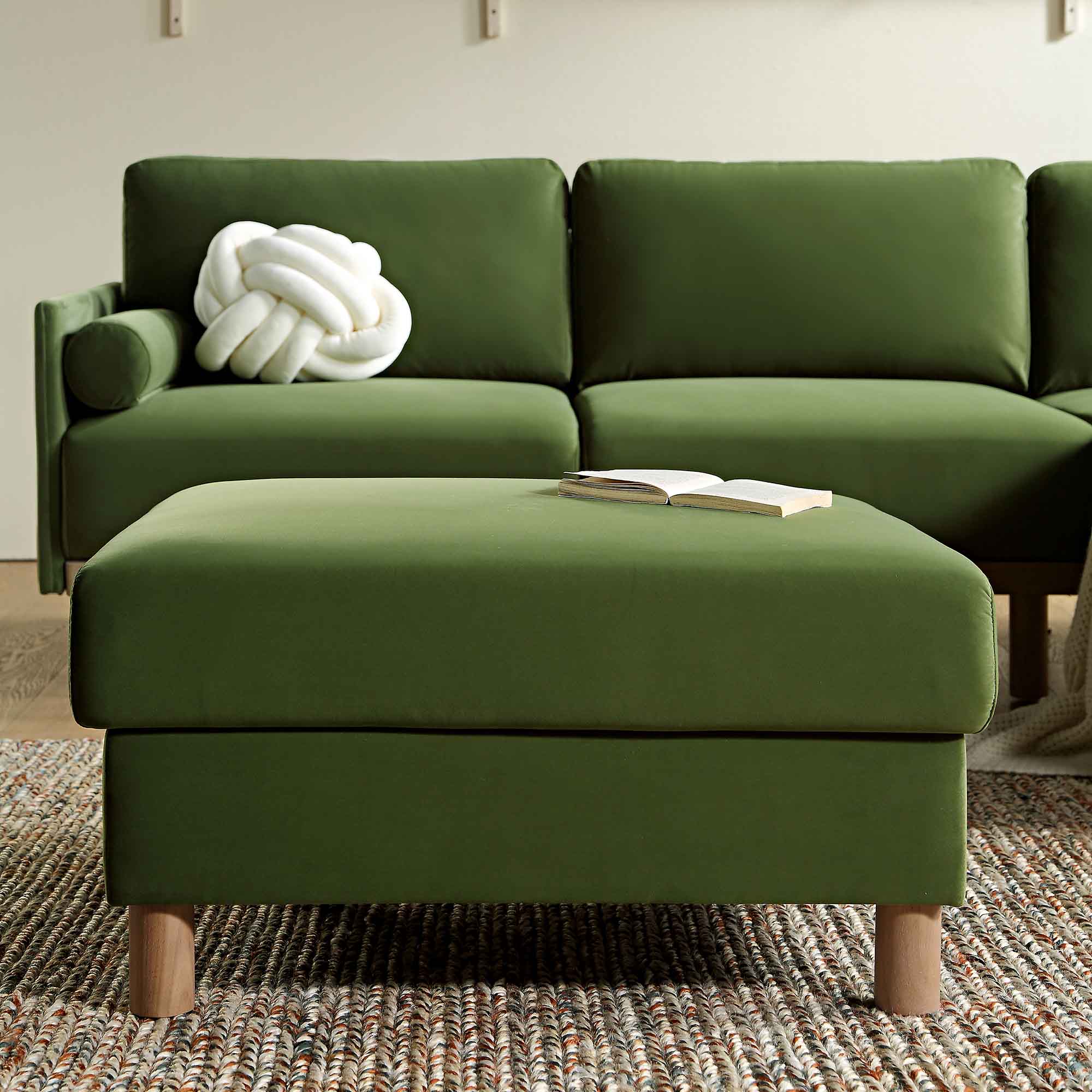 Timber Fern Green Velvet Storage Ottoman - Image 2