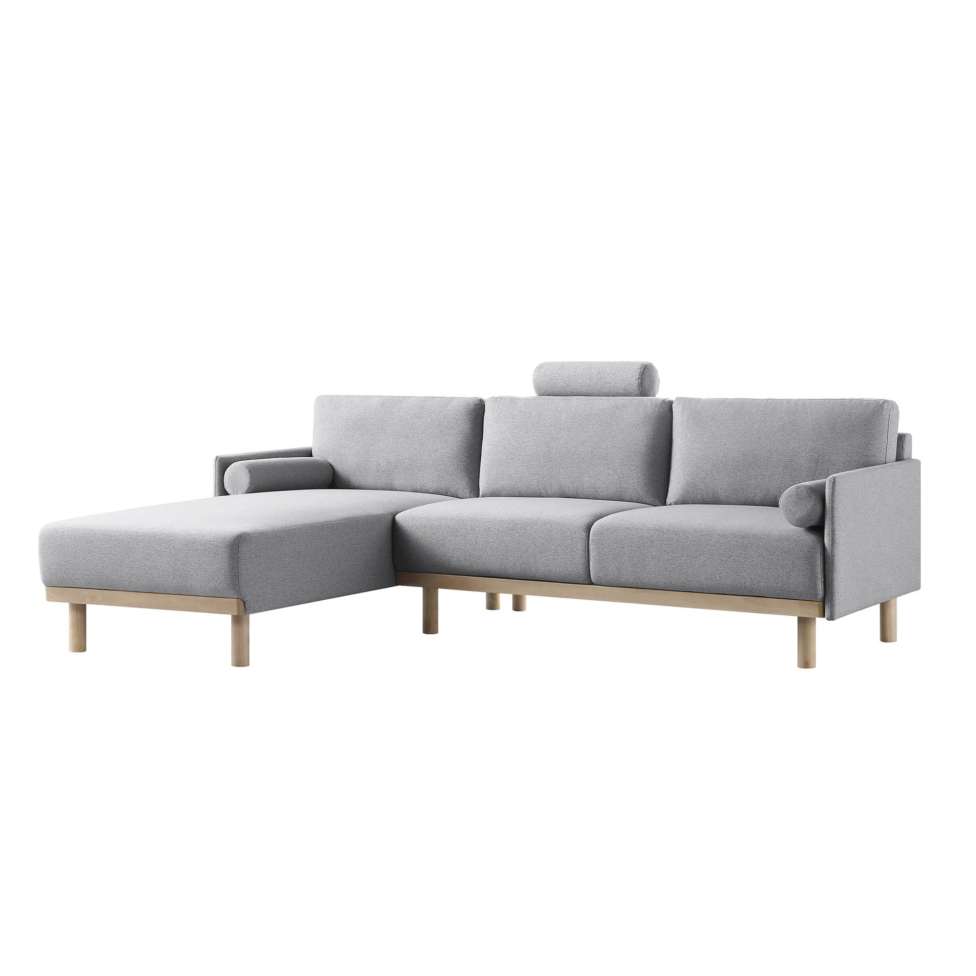 Timber Grey Marl Fabric Sofa, Large 3-Seater Chaise Sofa Left Hand Facing - Image 5