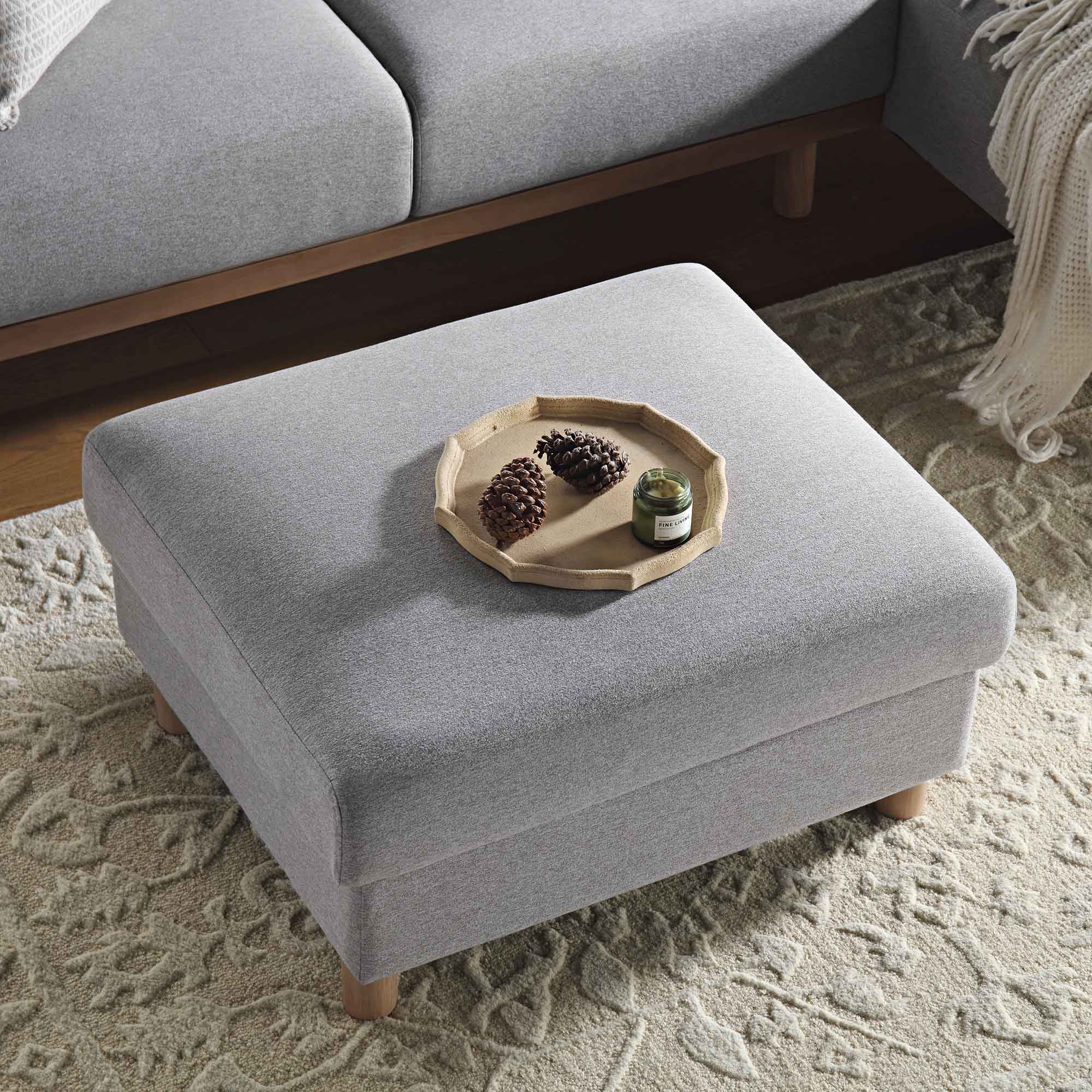 Timber Grey Marl Fabric Storage Ottoman - Image 3