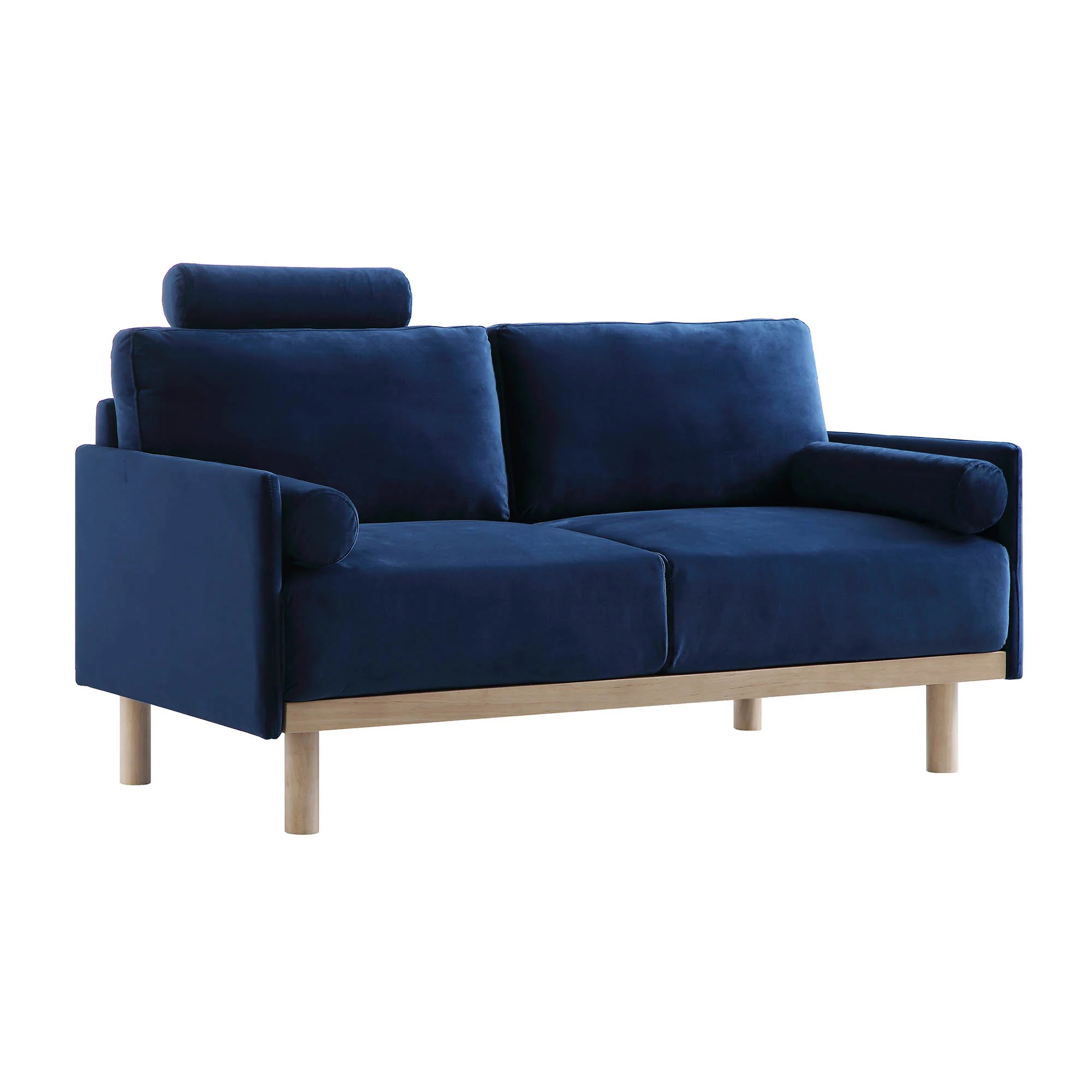 Timber Navy Blue Velvet Sofa, 2-Seater - Image 6