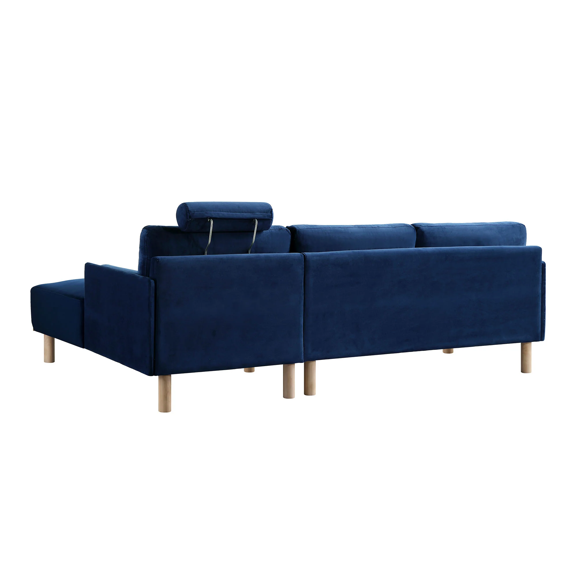 Timber Navy Blue Velvet Sofa, Large 3-Seater Chaise Sofa Right Hand Facing - Image 10