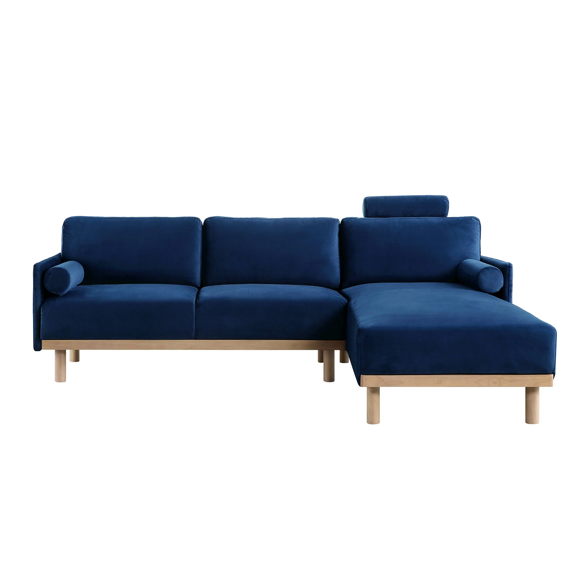 Timber Navy Blue Velvet Sofa, Large 3-Seater Chaise Sofa Right Hand Facing - Image 5