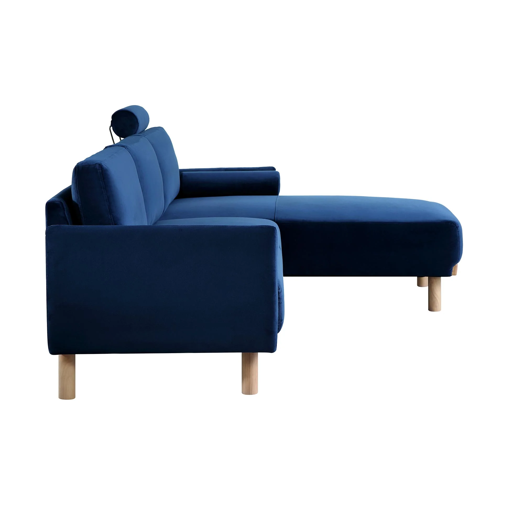 Timber Navy Blue Velvet Sofa, Large 3-Seater Chaise Sofa Right Hand Facing - Image 9