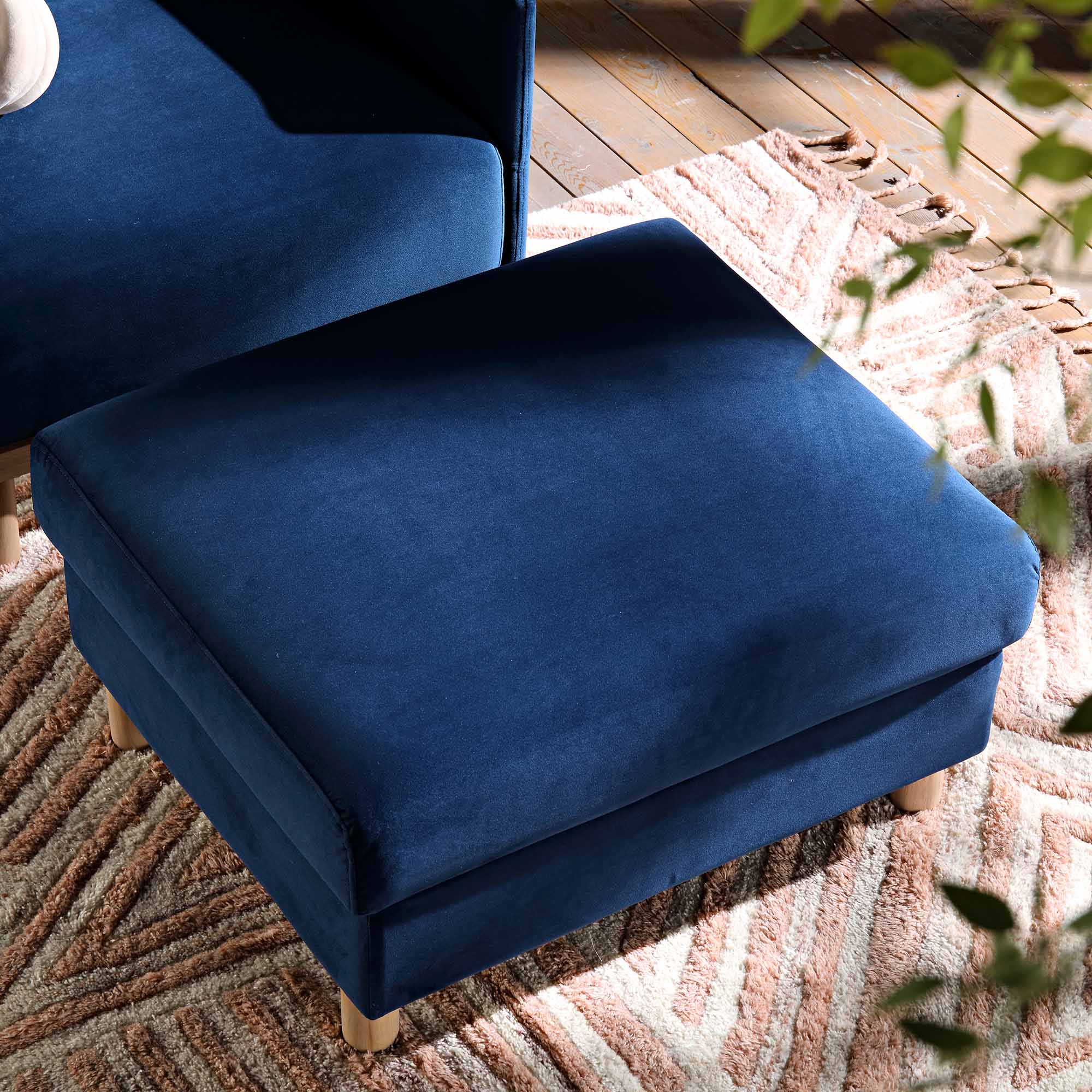 Timber Navy Blue Velvet Storage Ottoman - Image 5