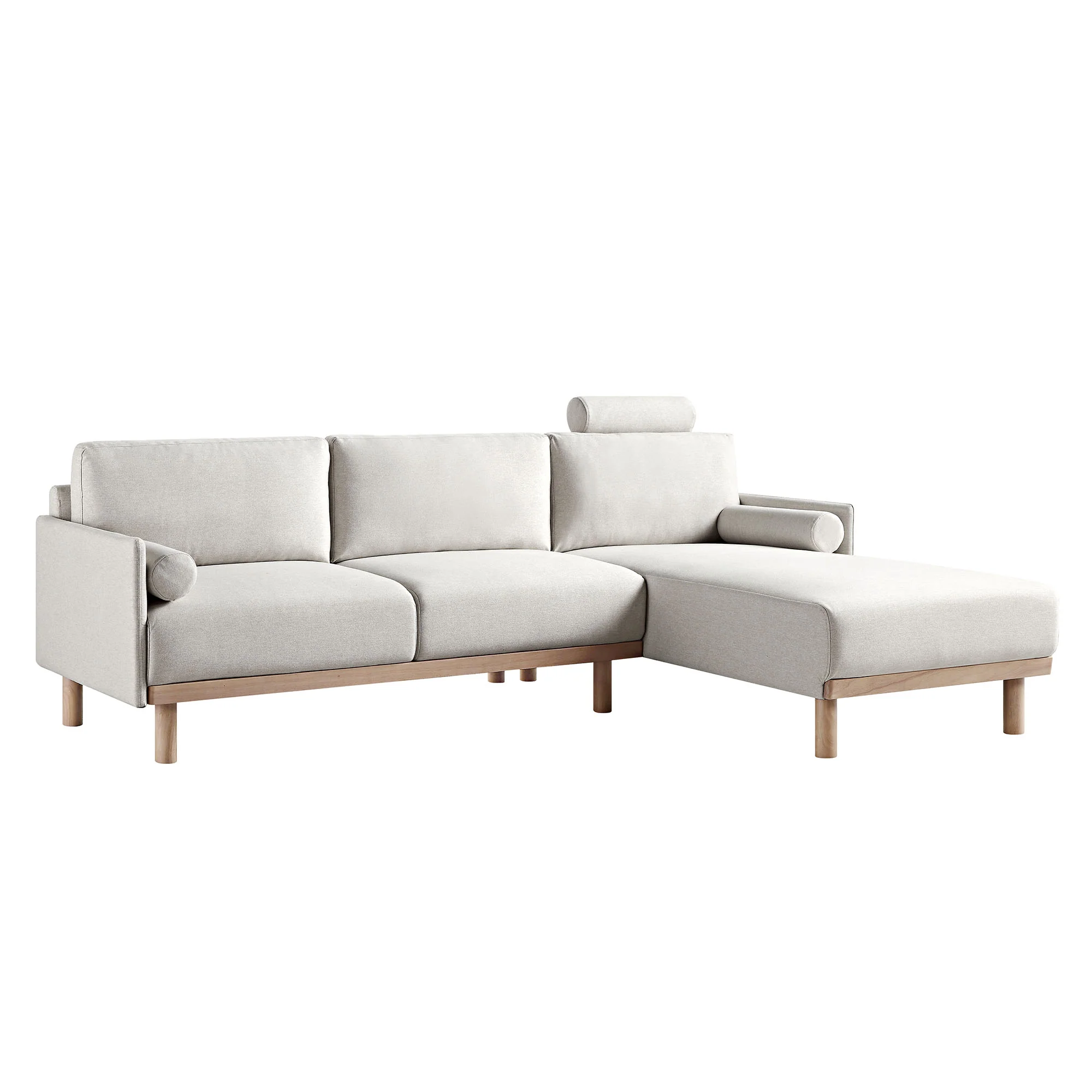 Timber Oatmeal Fabric Sofa, Large 3-Seater Chaise Sofa Right Hand Facing - Image 6