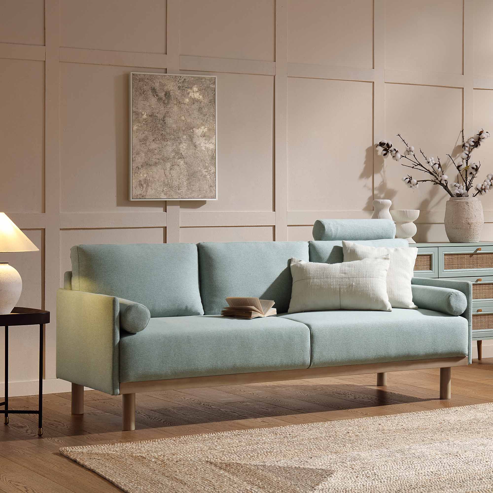 Timber Sage Green Fabric Sofa, 3-Seater - Image 2
