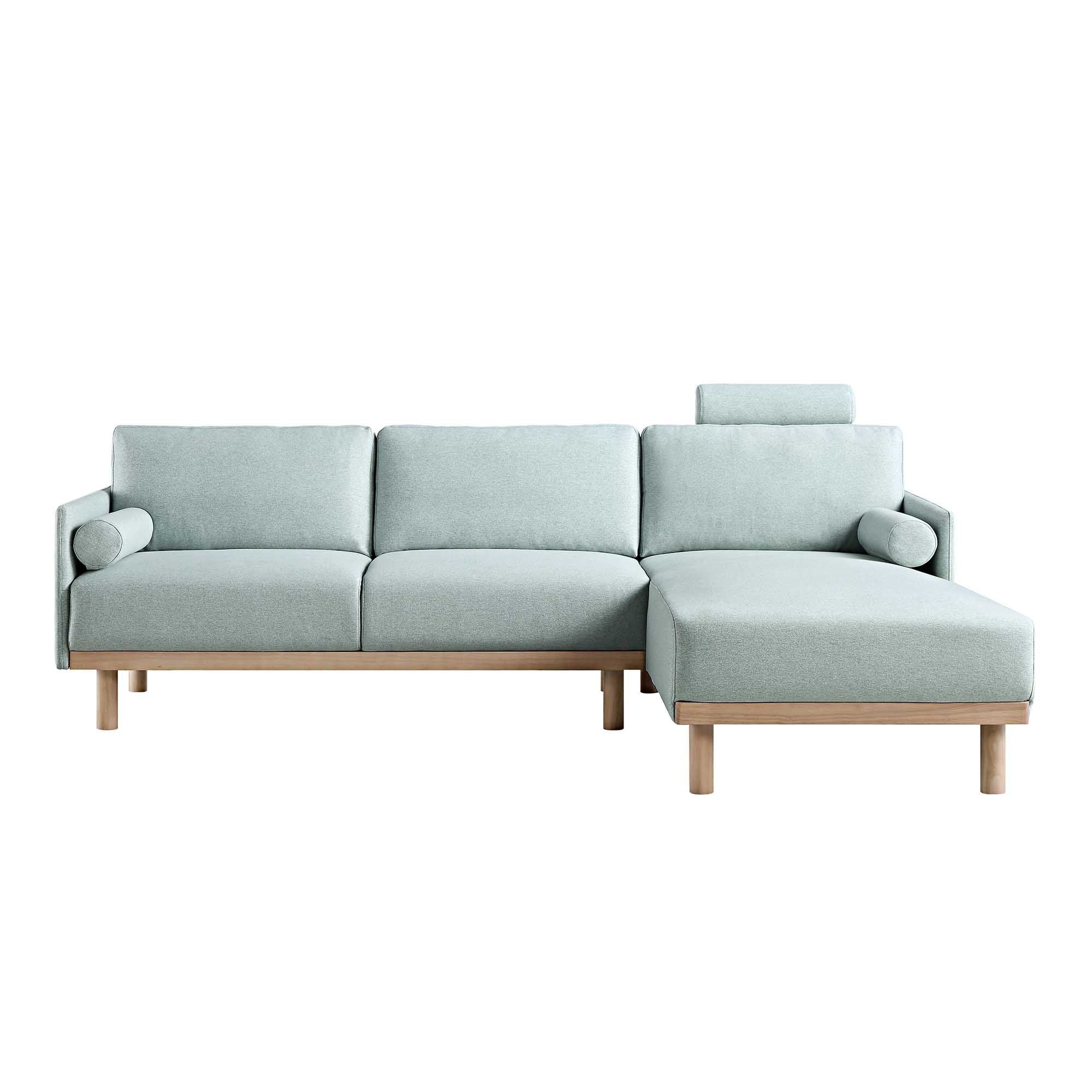 Timber Sage Green Fabric Sofa, Large 3-Seater Chaise Sofa Right Hand Facing - Image 4