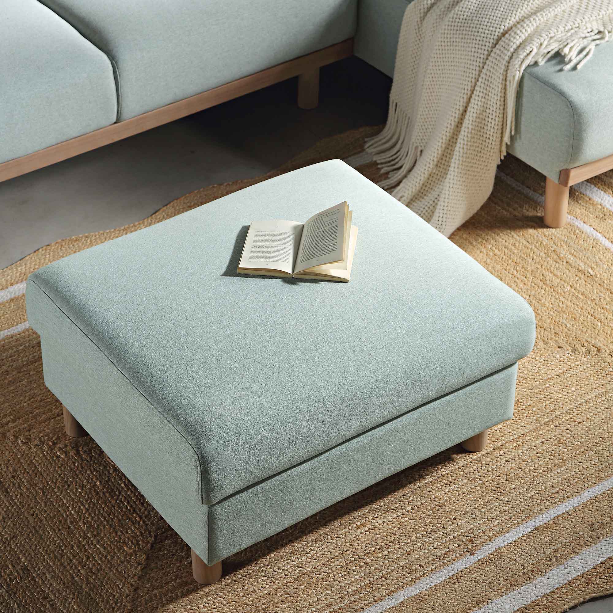 Timber Sage Green Fabric Storage Ottoman - Image 4