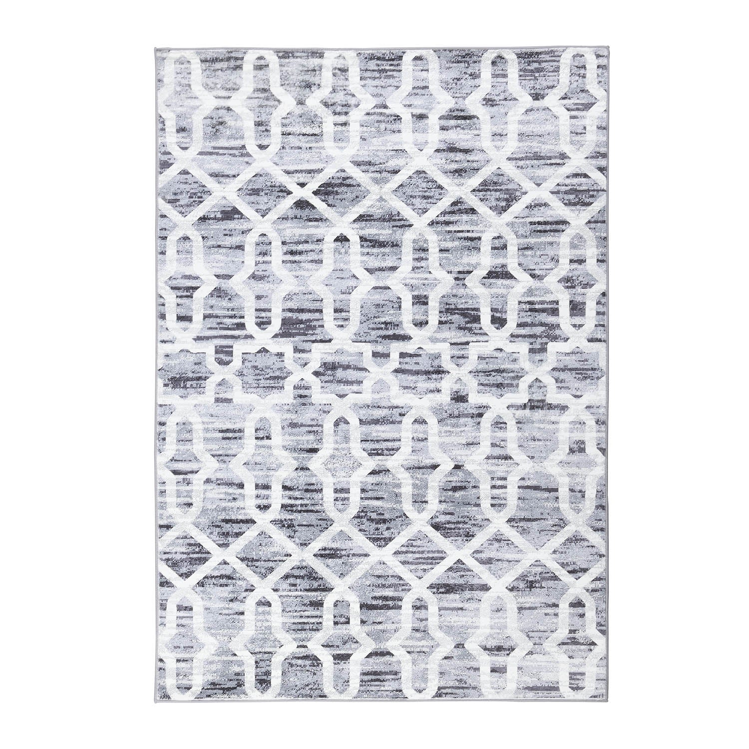 Trellis Grey Distressed Printed Rug 140 x 200 cm - Image 2