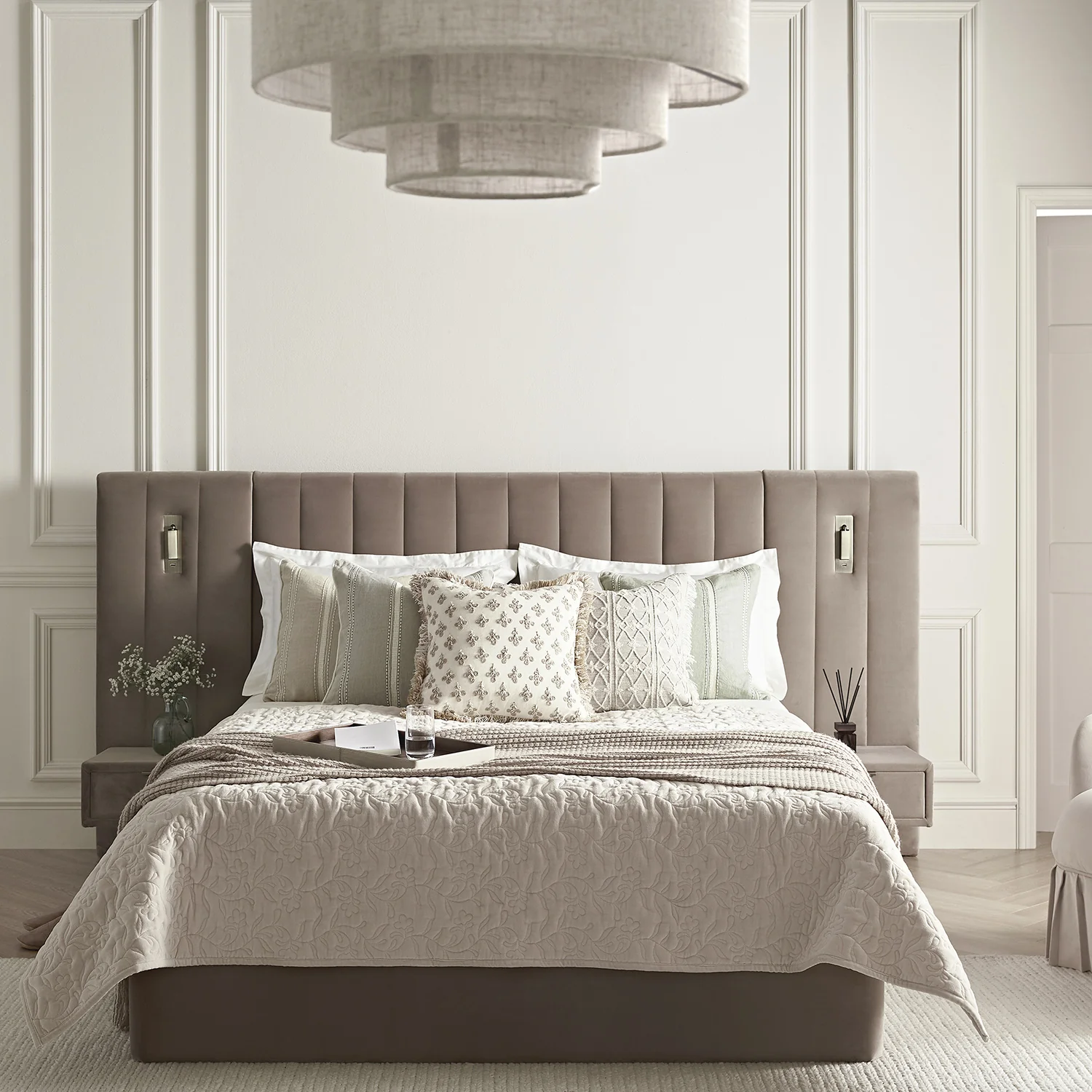 Tremezzo Oversized Ottoman Storage Bed, Taupe Velvet - Image 2