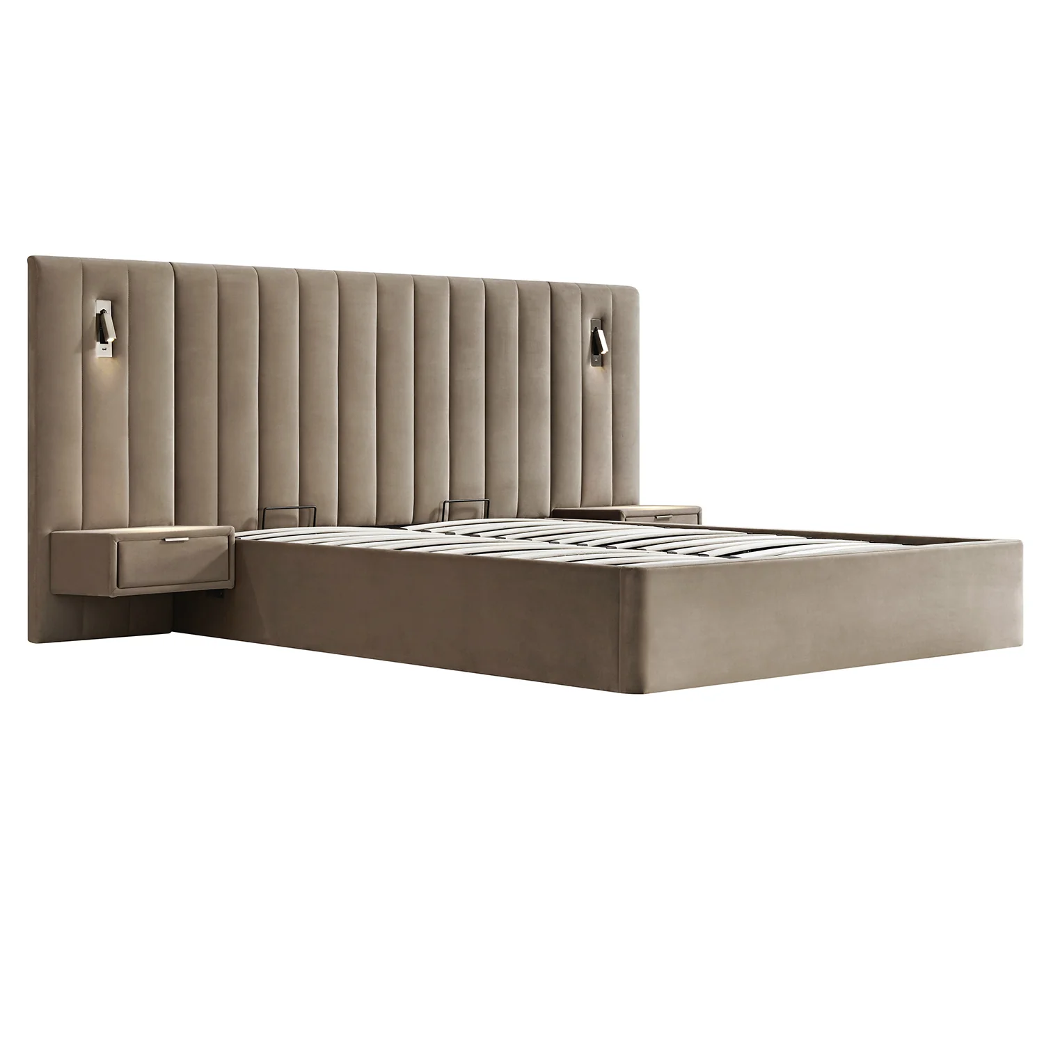 Tremezzo Oversized Ottoman Storage Bed, Taupe Velvet - Image 9