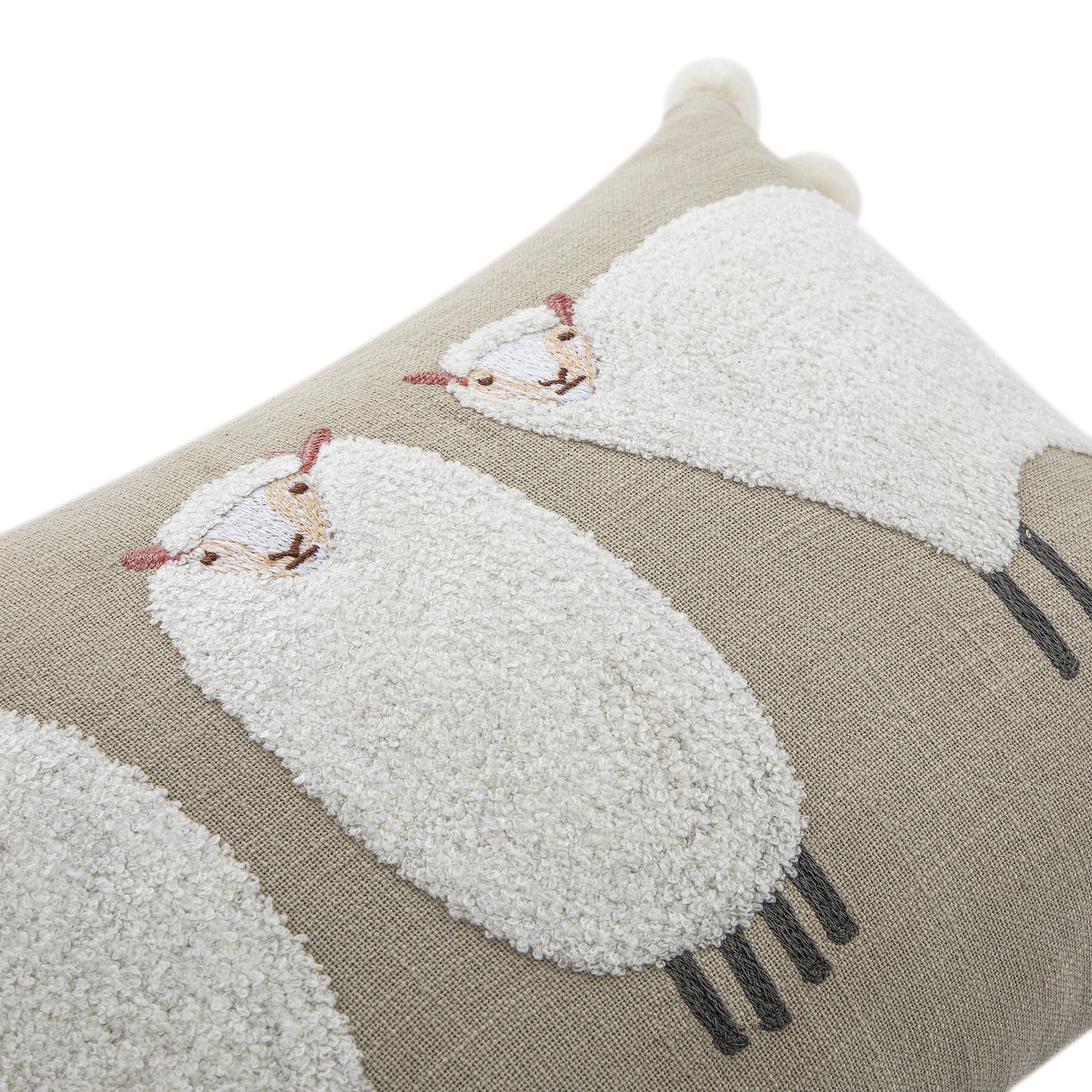 Country Collection Trio Of Sheep Wool Embroidered Cushion - Image 4