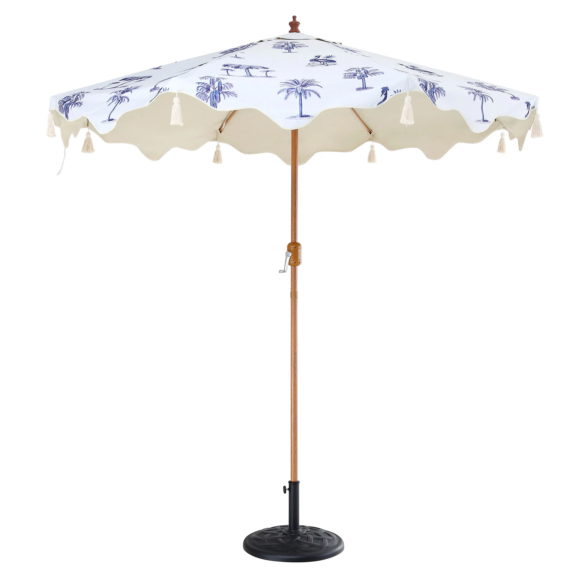 Tropical Pattern 2.6M Octagonal Tassel Parasol with Aluminium Tilt - Image 4