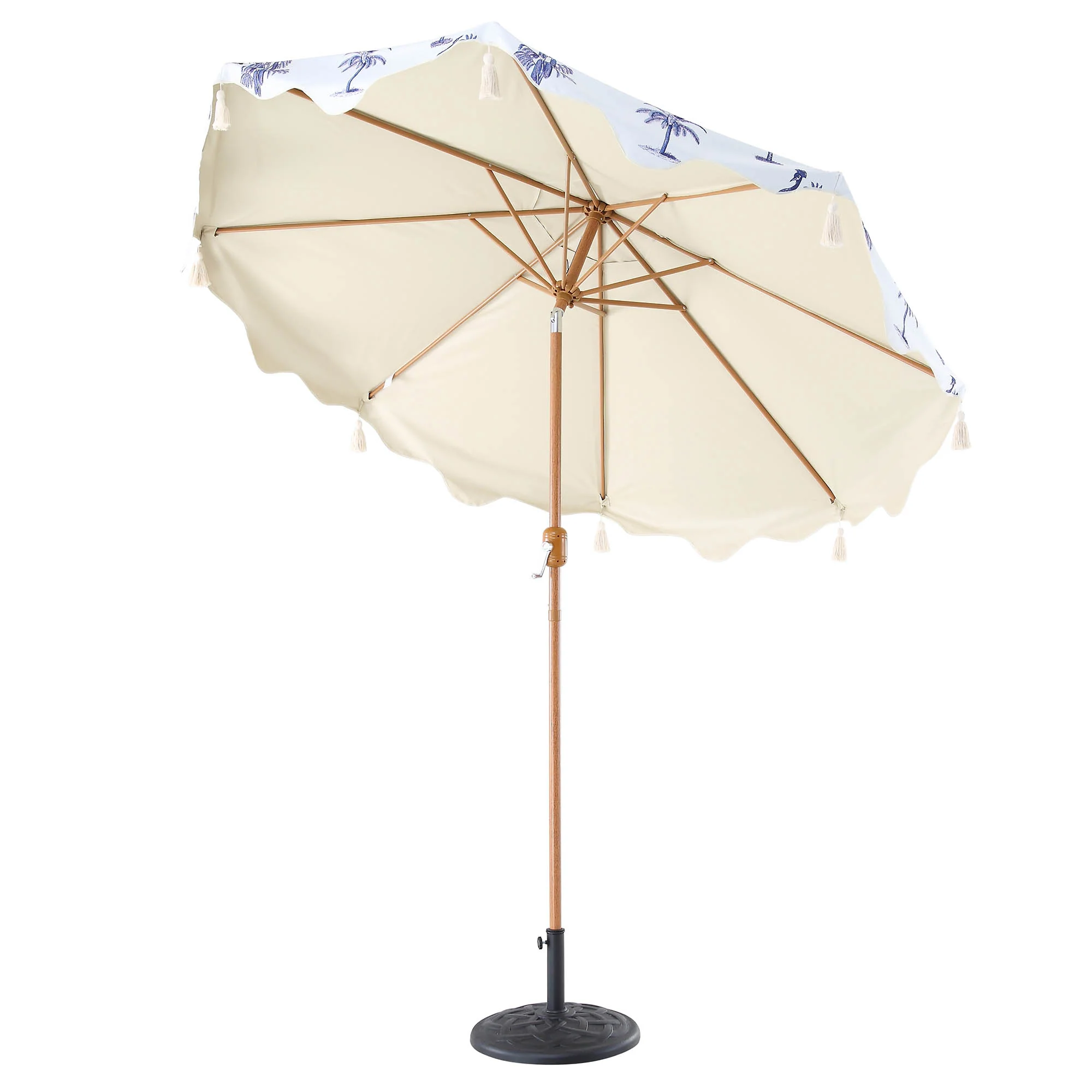 Tropical Pattern 2.6M Octagonal Tassel Parasol with Aluminium Tilt - Image 7
