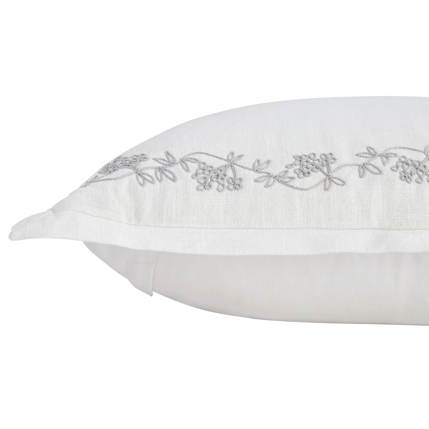 Valentina Grey Floral Embroidered Cotton Cushion - Image 2