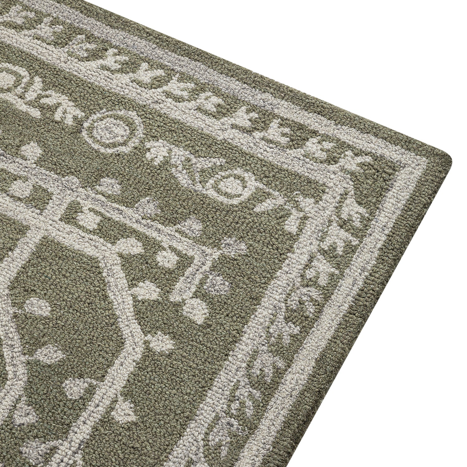 Varanasi Green Traditional Hand Tufted Wool Rug - Image 6