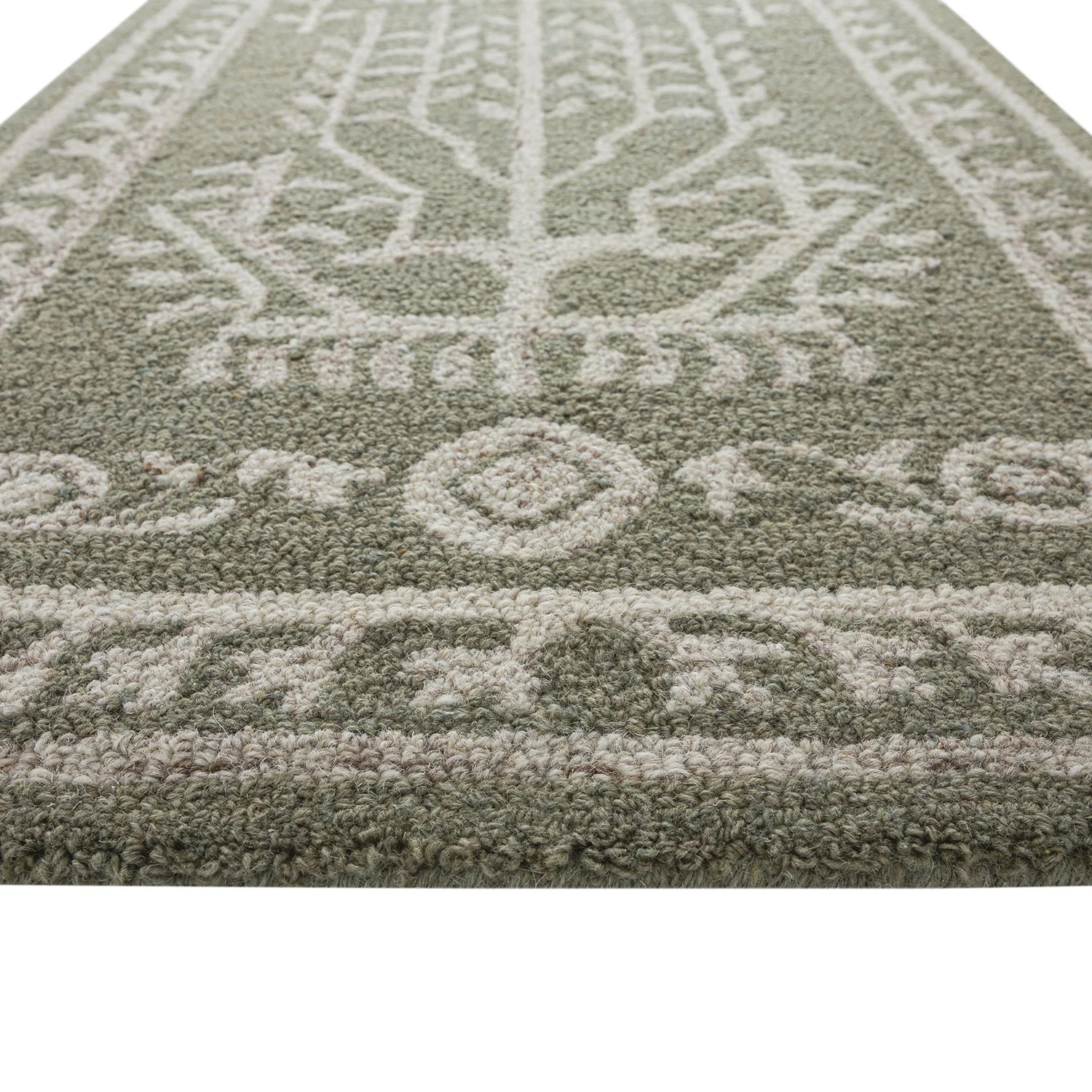 Varanasi Green Traditional Hand Tufted Wool Runner - Image 4