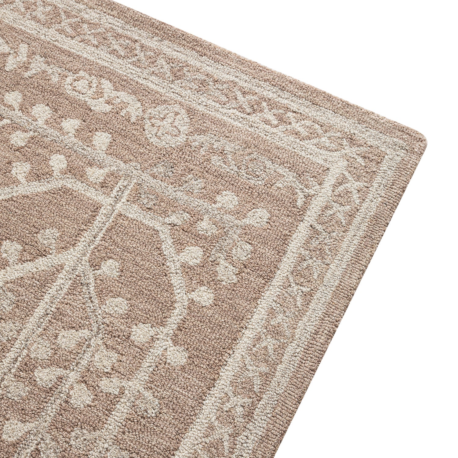 Varanasi Taupe Traditional Hand Tufted Wool Rug - Image 5