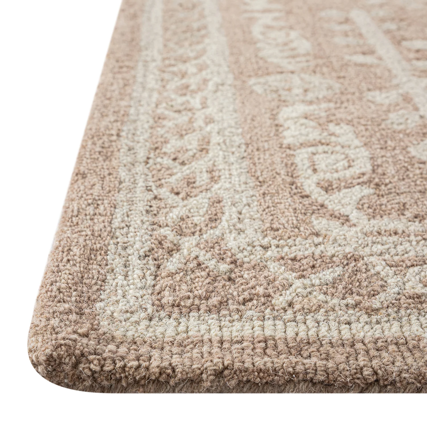 Varanasi Taupe Traditional Hand Tufted Wool Rug - Image 6