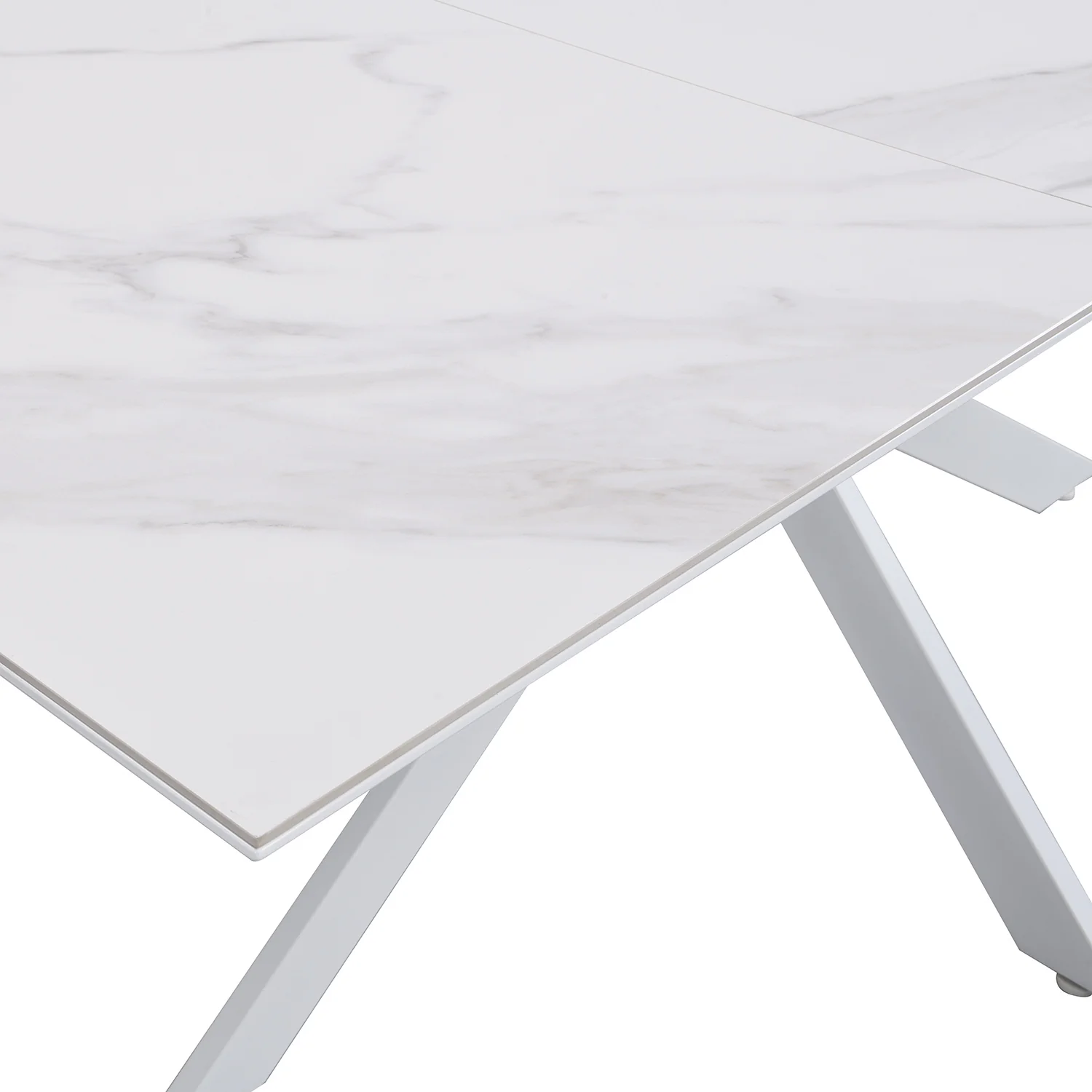 Varden White Ceramic Extending Dining Table - Image 11