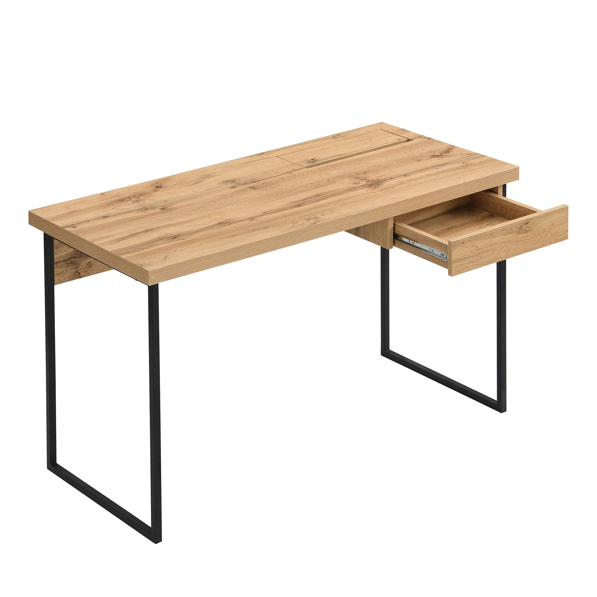 Vaxjo 1 Drawer Oak Effect Desk with Cable Management Storage - Image 6